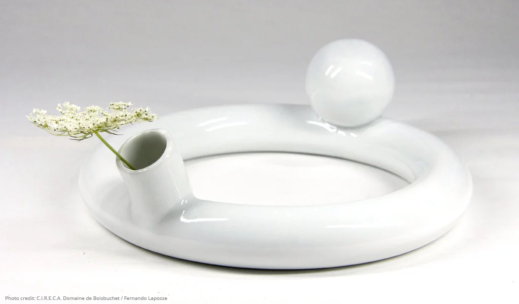   In a 10-day workshop led by Jaime Hayon, designers were asked to create all-white servingware for a rustic country dinner based on compositions of found objects.  