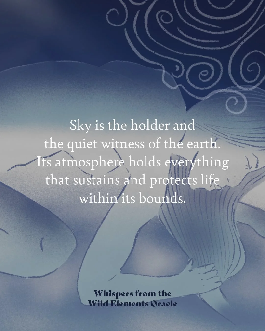 Sky - the first card of the Air realm in the Wild Elements Oracle. 

It is the holder and quiet witness of the earth. Its atmosphere holds everything that sustains and protects life within its bounds 🩵

We don&rsquo;t often take flight and connect w