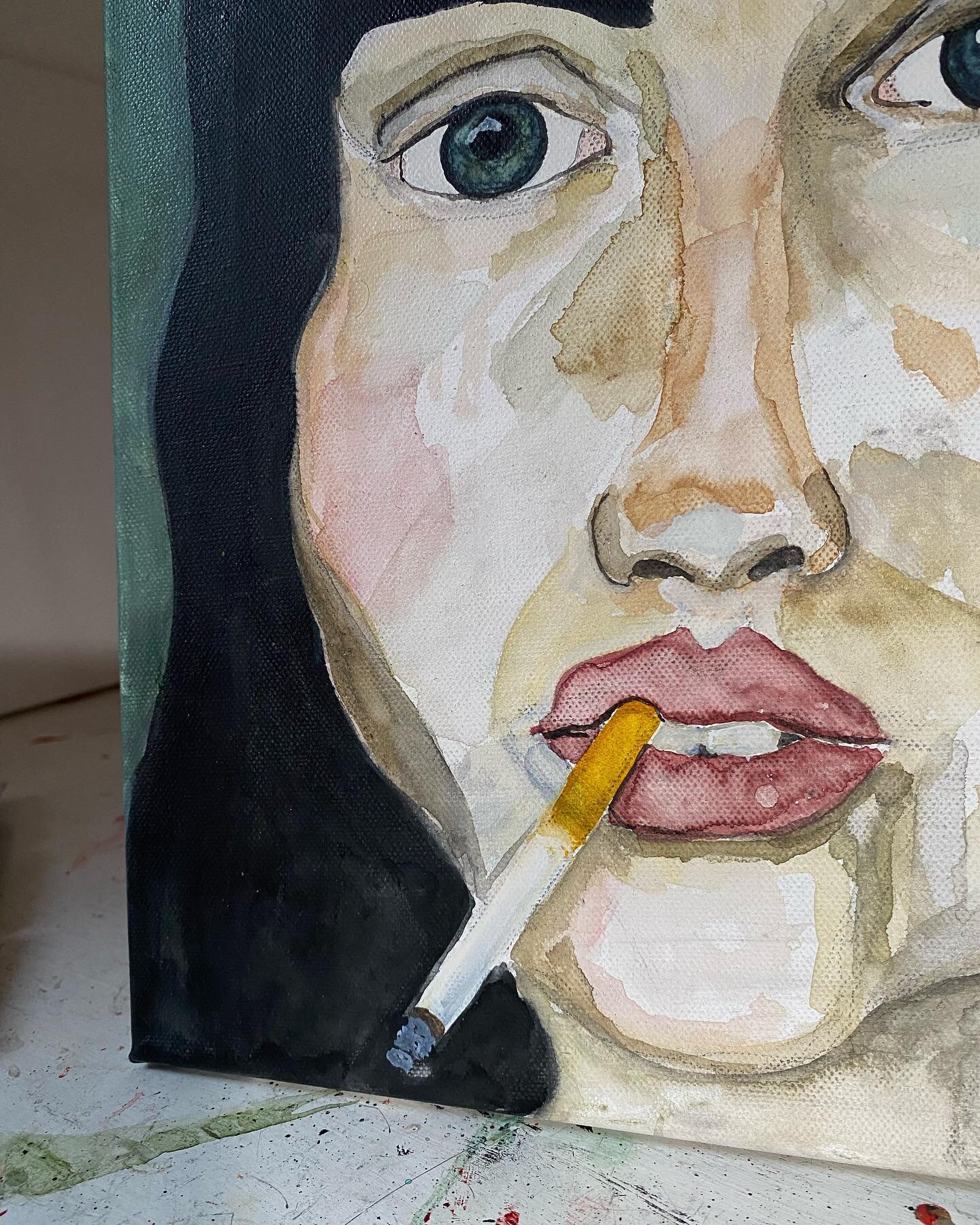 She knows her way.
.
.

Work in progress,
watercolor on canvas,
30 x 24 cm
.
.
.

#portrait #women #cigarette #confidence #strength #process #watercolor #canvas #painter #contemporaryart