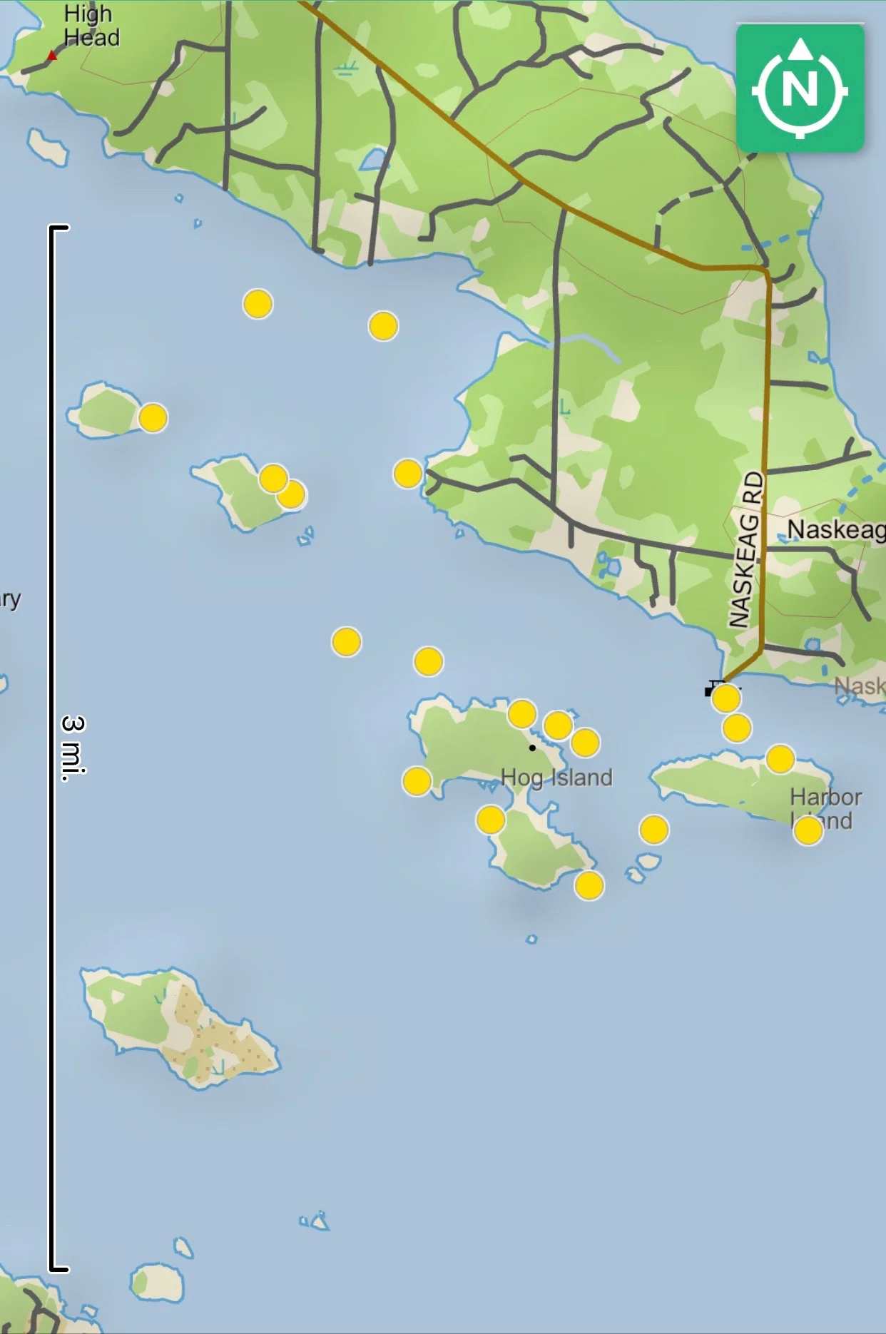 Our route from Nuskeag Point to Babson Island and back.