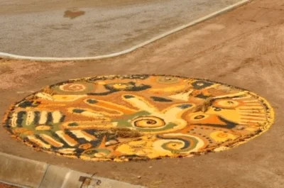 Joshua Willis, Solstice Mandala, Corn, Millet, Sunflower Seed, Milo, Sorghum, 15' Diameter, 2009