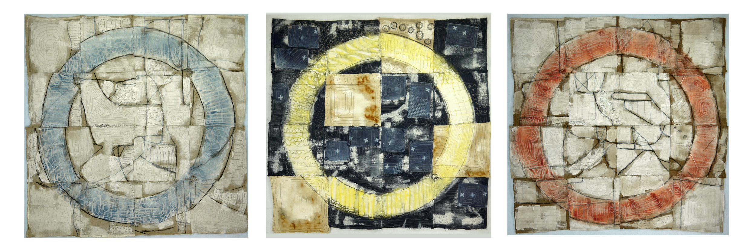 J. Willis, "Primary Circles," Primed Raw Linen, Acrylic, 40"x 125",  2015