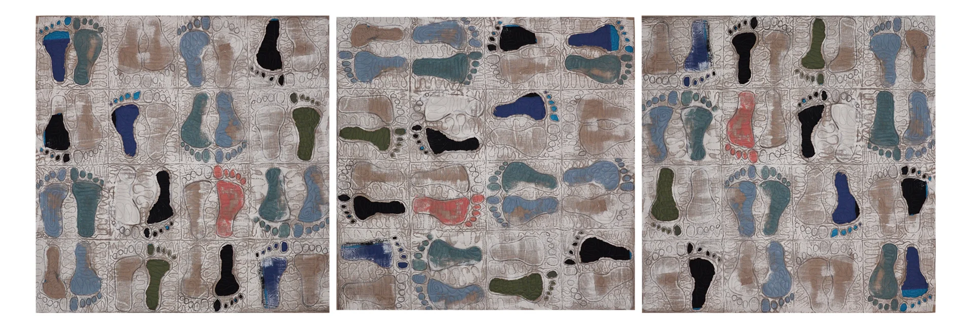 Willis, "Walkabout," Primed Raw Linen, Acrylic, Cotton, 40"x 120", 2016