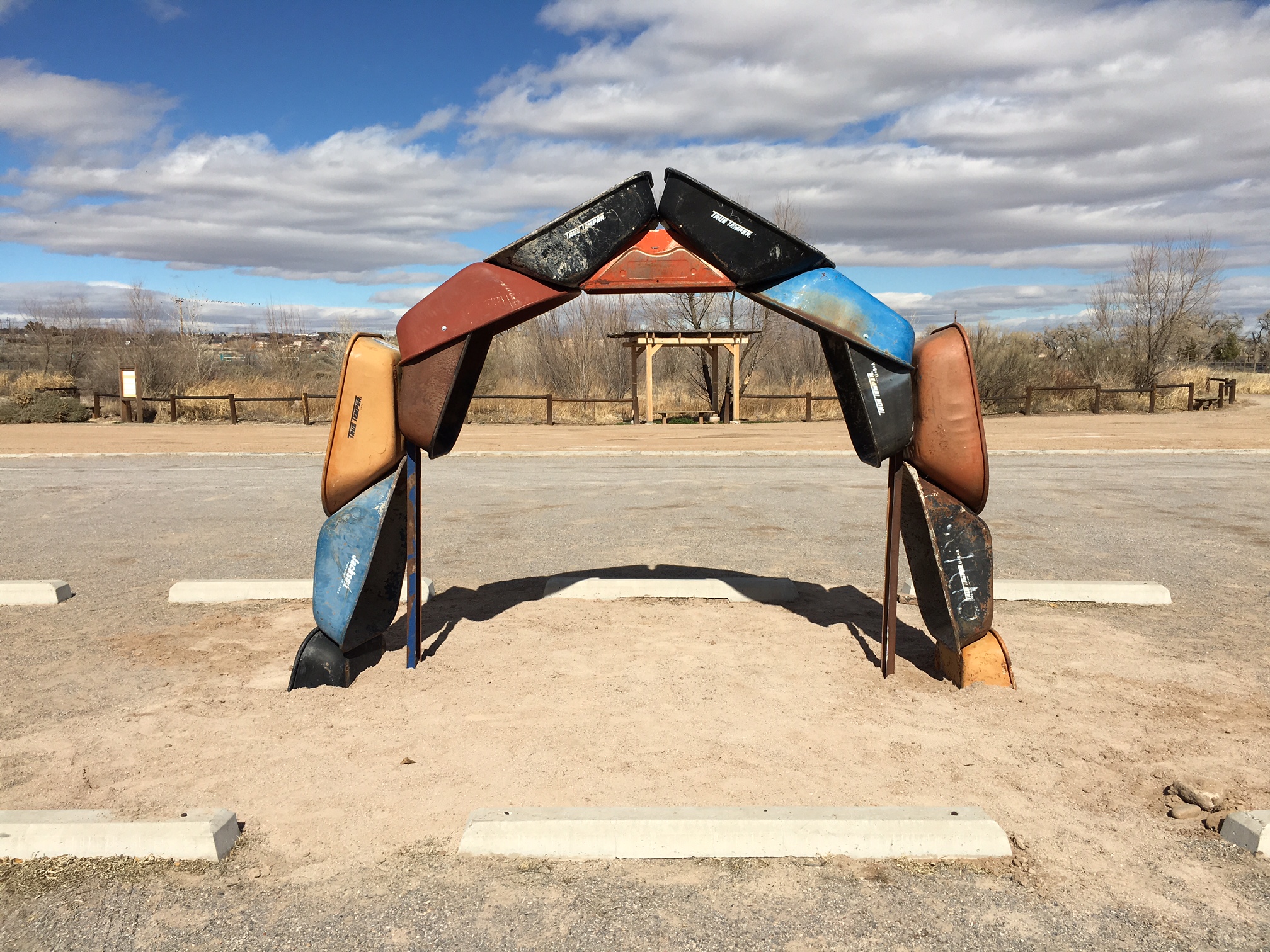 Joshua Willis, "Archbarrow," a Land Art work, Steel, Image taken at the City of Albuquerque Open Space Visitor Center, 2017