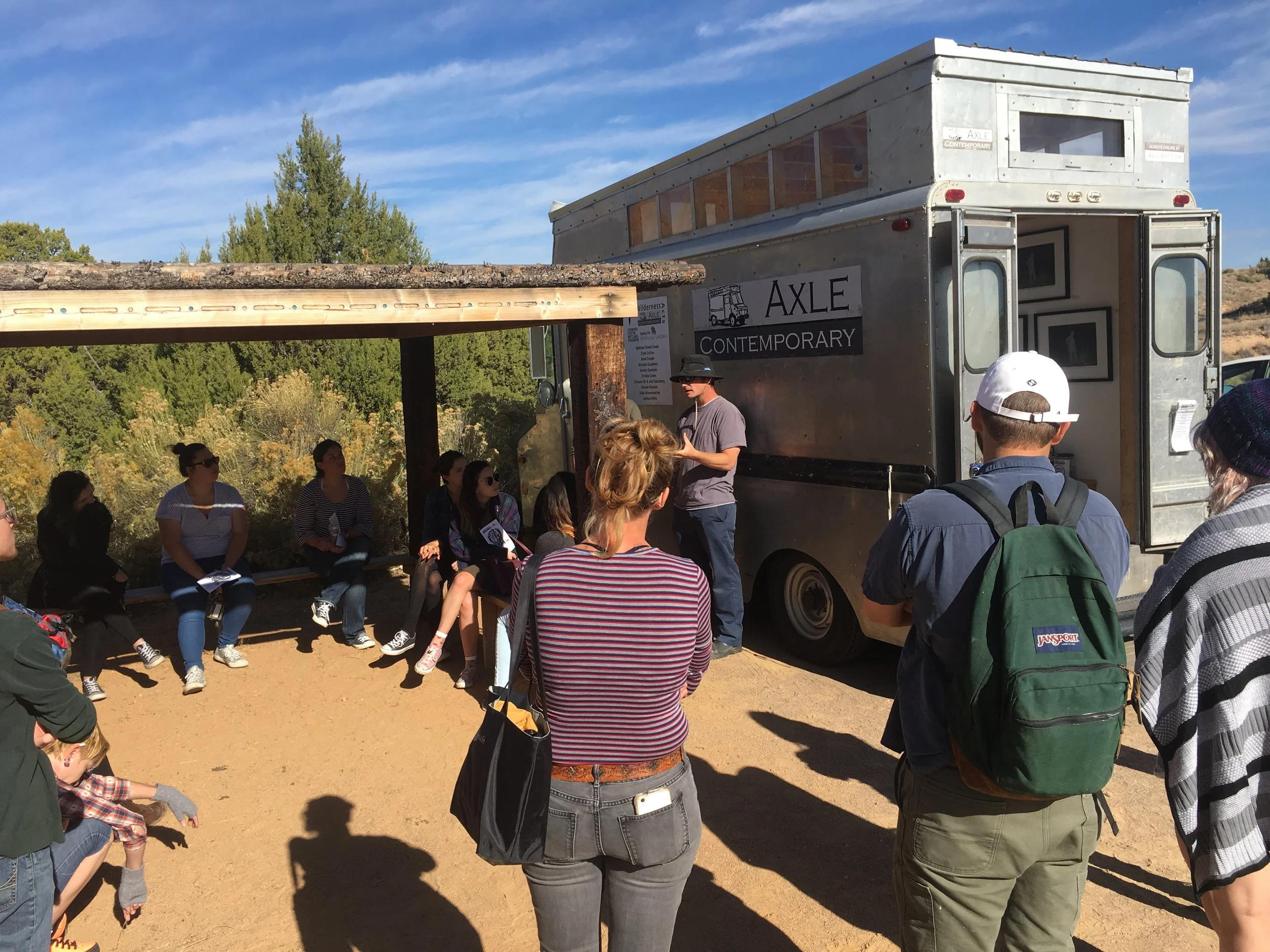This is a photo of me speaking to students from the Santa Fe Art Institute (SFAI)
