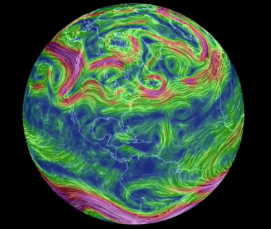Animation of the Earth's winds at 30,000ft 