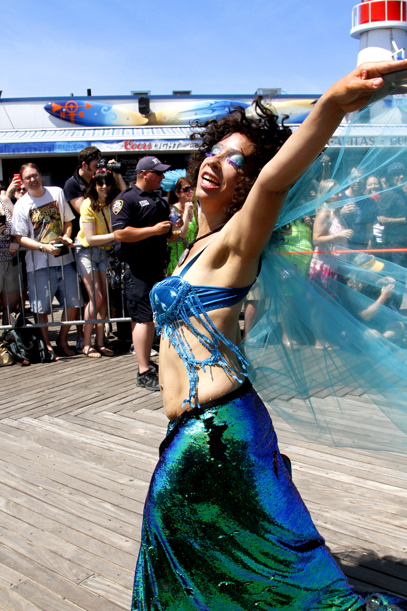 Working it for the crowd, enjoying the sunshine.