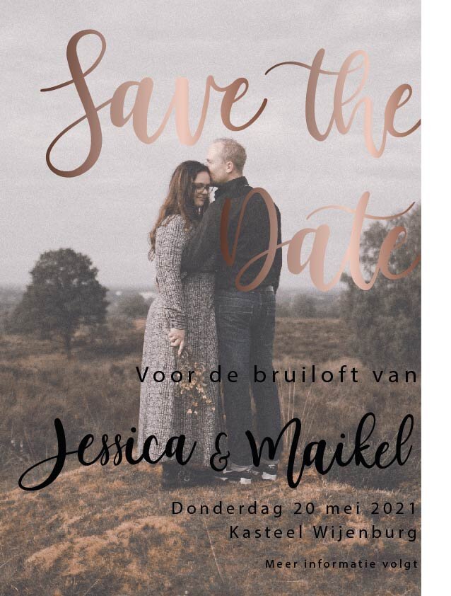 Save the date kaart voor de bruiloft