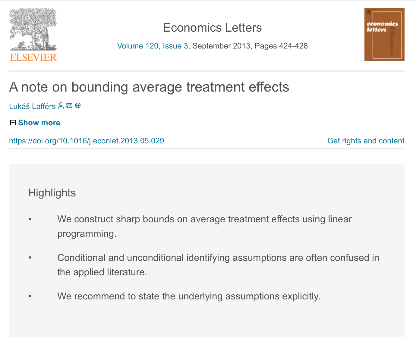 A Note on Bounding Average Treatment Effects