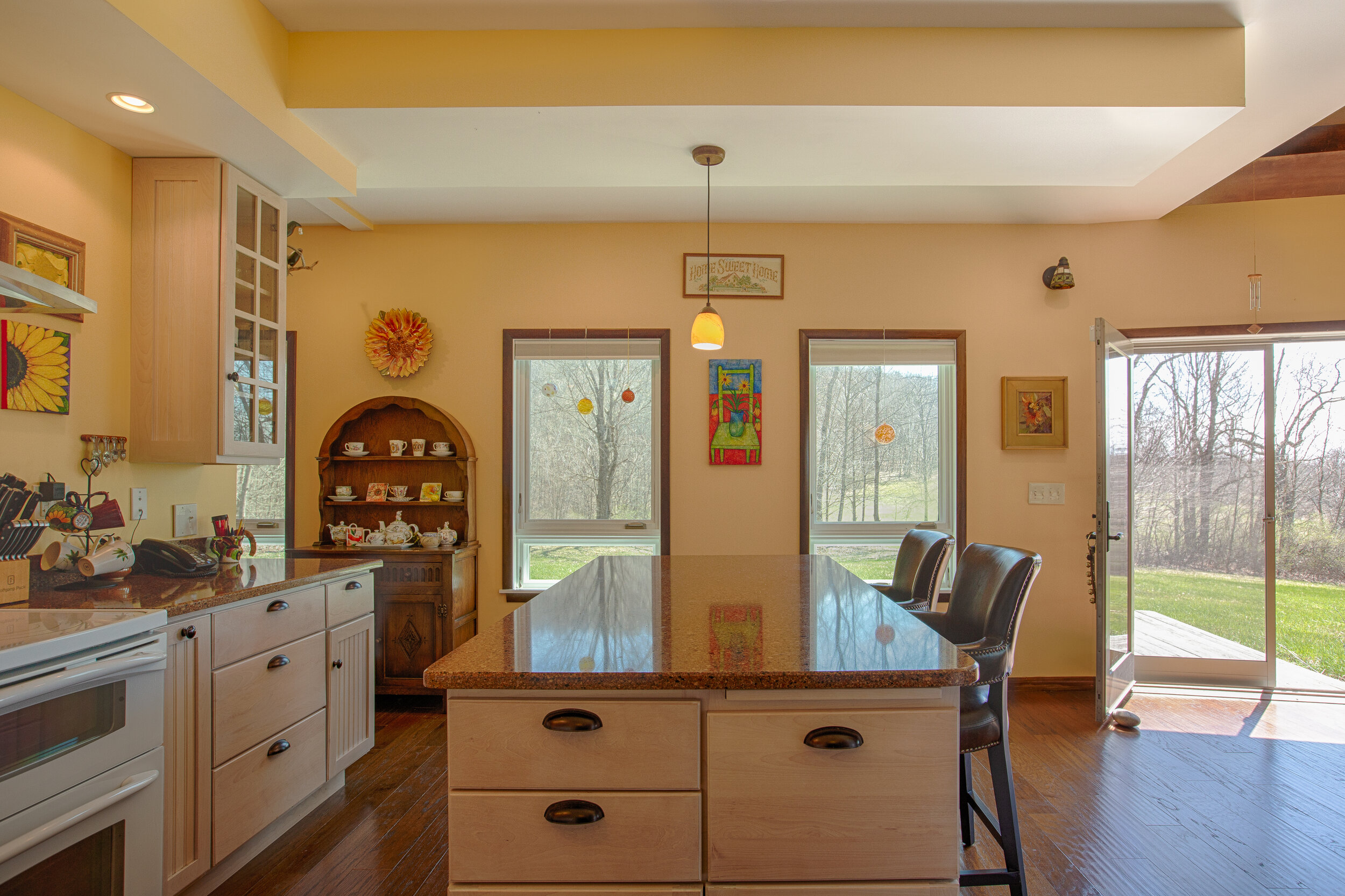 Island countertop in kitchen