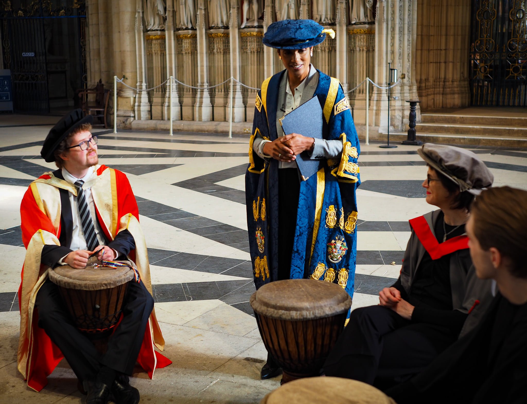 Meeting with YSJU Chancellor Reeta Chakrabarti after graduation ceremonies in York Minster