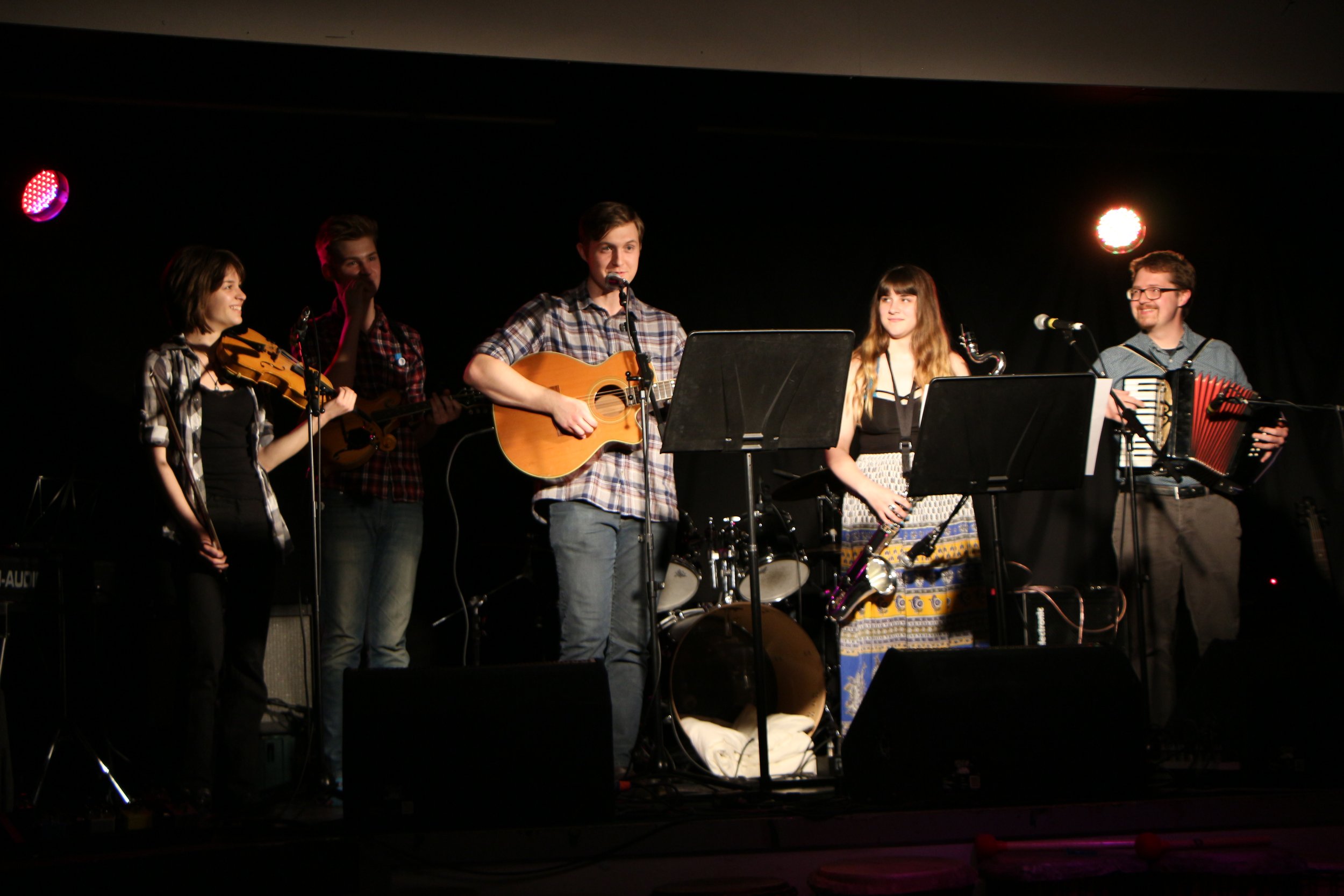 Performing with a student band at York St John University