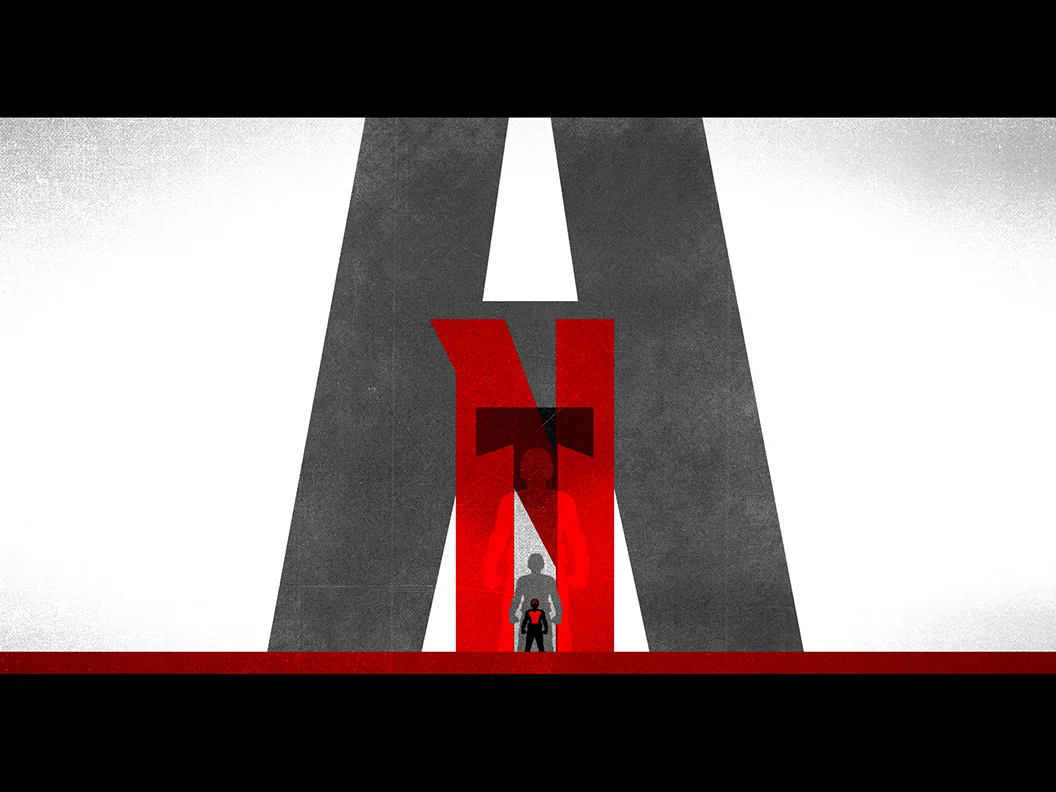  CONCEPT TWO | I imagined that this concept would continue to scale as each image and silhouette grew towards camera. A little 'White Stripes' a little 'barber shop mirror', I felt this concept addressed the matter of scale in the film, and struck th