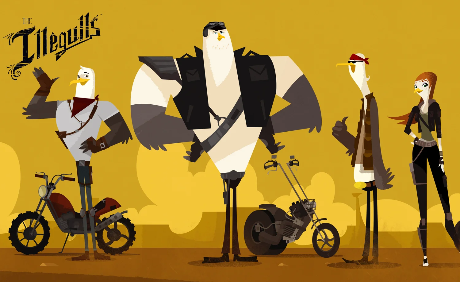  THE ILLEGULLS &nbsp; Animated Series   Characters for our intellectual property 'The Illegulls' about a gang of motorcycle-riding seagulls out in the deserts of Claw Valley.&nbsp;   'The Illegulls' is Trademark and Copyright Justin Claus Harder, 20