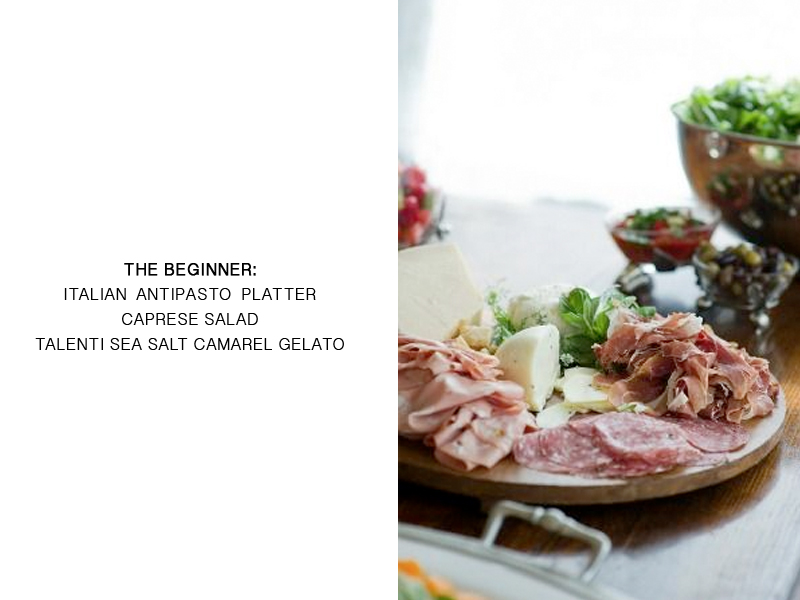 ITALIAN ANTIPASTO PLATTER Serves 8 to 10 (can be adjusted for 2) All the ingredients below can be purchased at your local grocery store, here's what you'll need: 2 loaves of Italian or French bread Extra Virgin Olive Oil 20 slices sopressata or Genoa salami 20 slices mortadella20 slices prosciutto6 ounces (approximately 1-1/2 cups) Parmesan cheese, cut into chunks 1 cup marinated olives 1 cup white bean puree 3 roasted red bell peppers To prepare the crostini, adjust the oven rack to the middle position, Pre-heat the oven to 400 F. Cut the bread on an angle in 1/4-inch slices. Brush both sides of each slice lightly with olive oil and place on baking sheet. Bake until the bread turn golden and crispy, approximately 15 to 20 minutes. (There’s no need to turn the slices over halfway through.) You should have more than two dozen slices, You can make the crostini up to four days before you use them; store them in an airtight container Arrange the salami, mortadella, prosciutto, and Parmesan cheese on a large platter. Serve the crostini, artichokes, olives, white bean puree, and peppers along side in separate bowls.