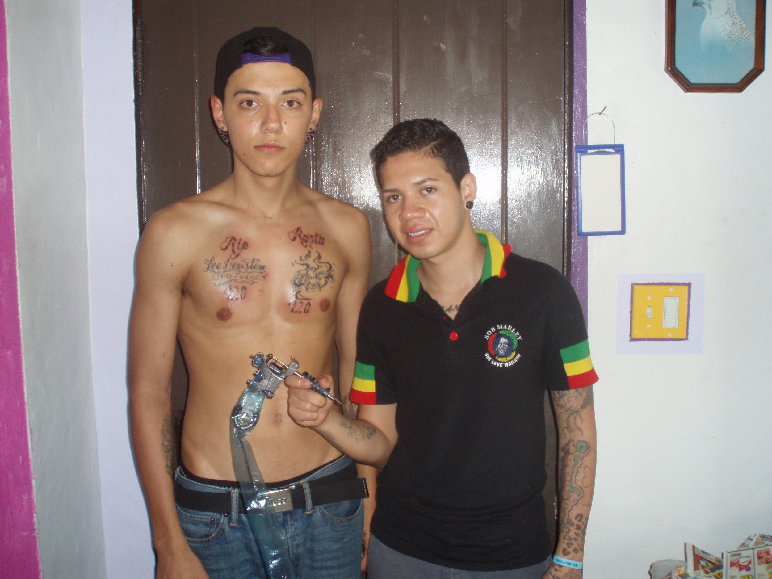  Jesus with friend Steven (getting a tattoo) on his birthday - February 2014