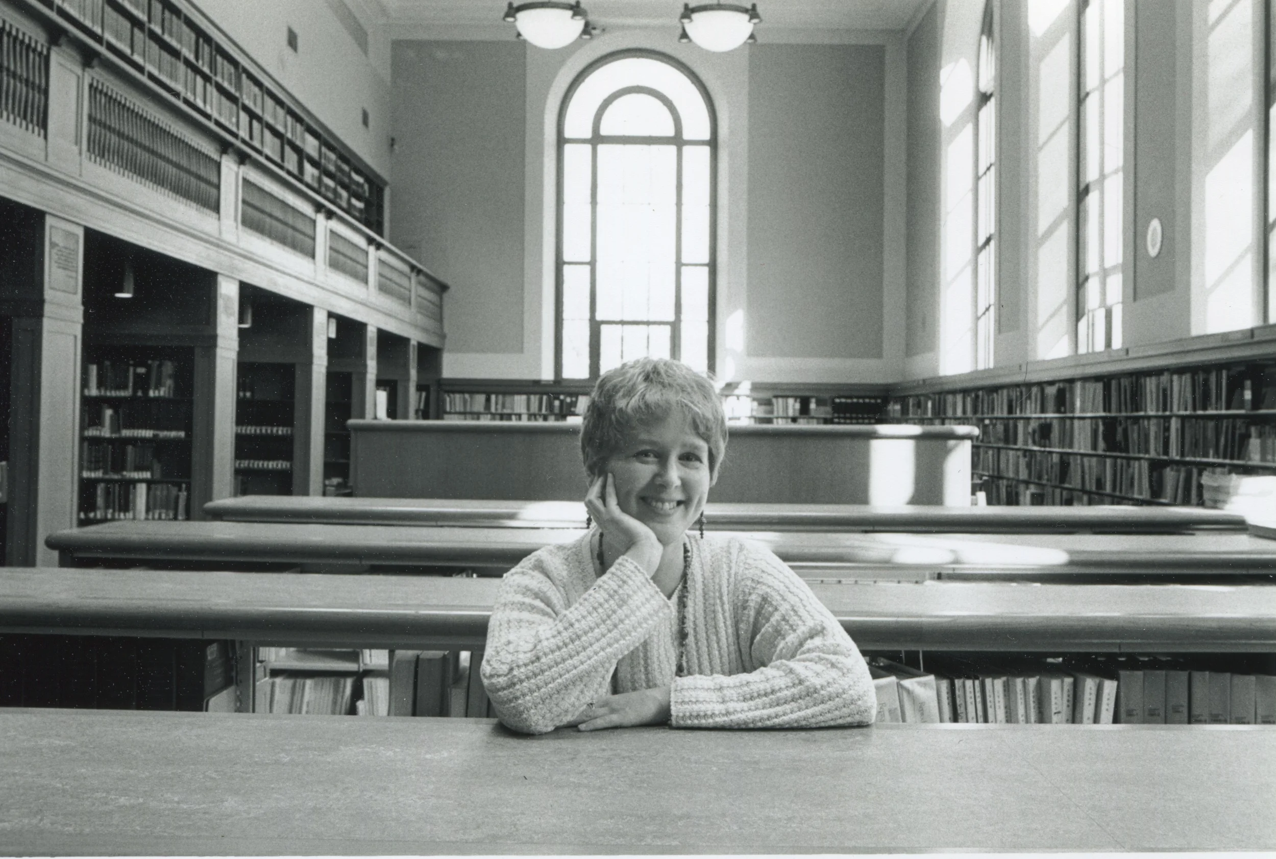 1998. Library Foundation trustee photographed for an exhibit at Portland's Central Library on "Books We Love." 