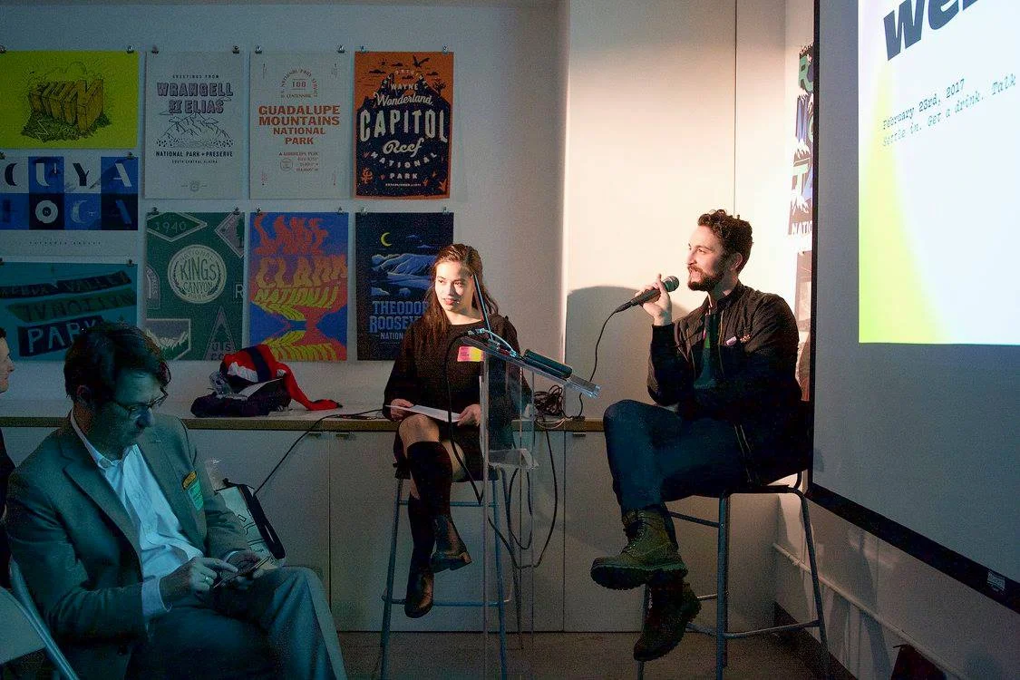 Jean-François Porchez, myself, and Thomas Jockin (left to right) at TypeThursdayNYC February 2017.