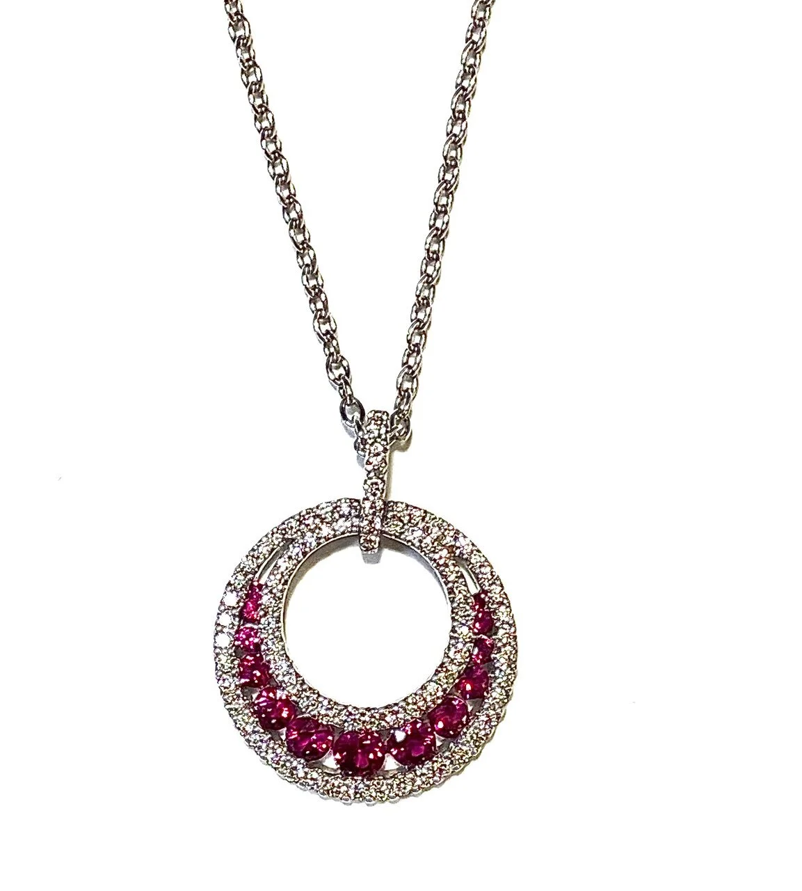 Ruby and Diamond Circle Pendant 