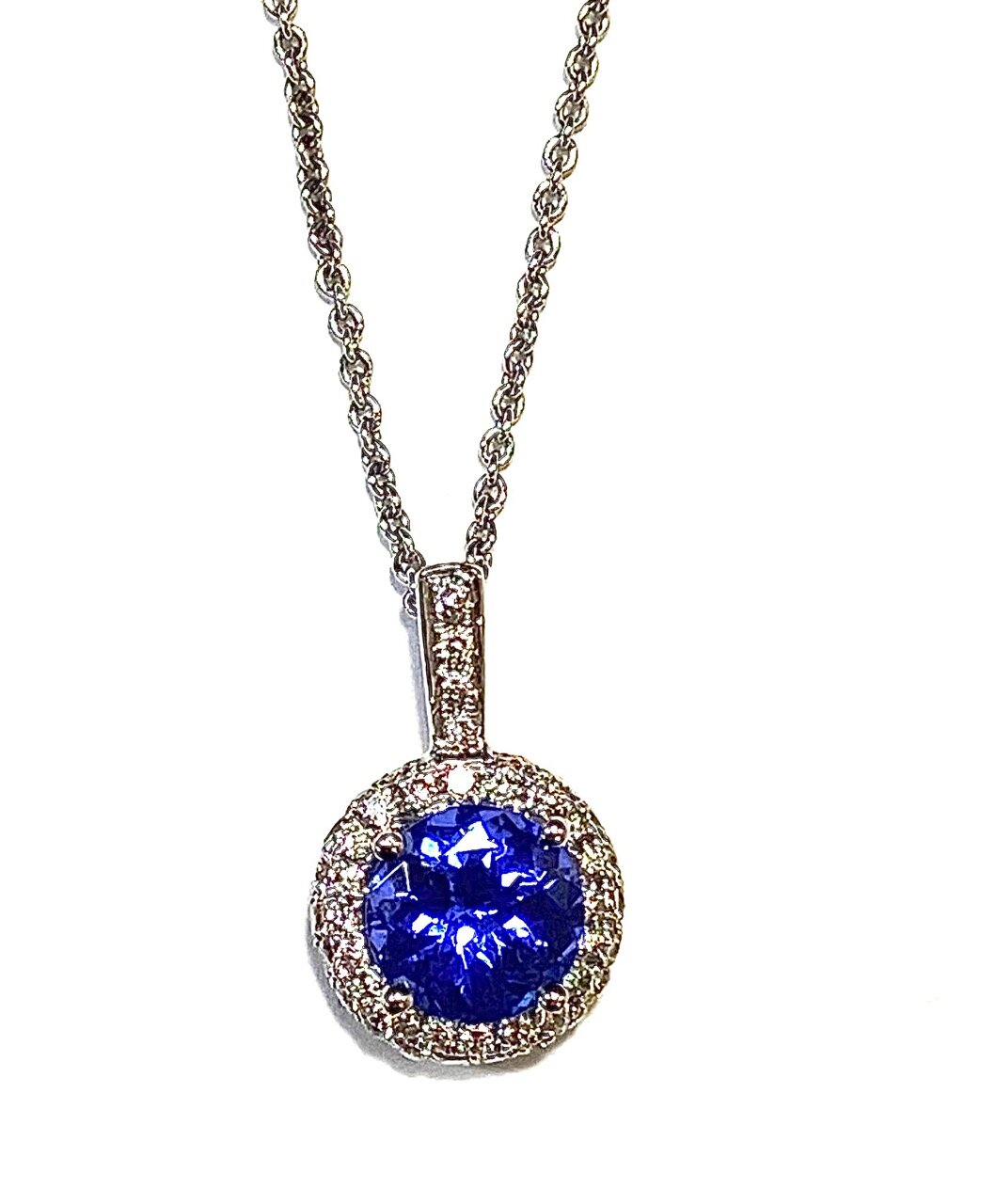Tanzanite Halo Pendant 