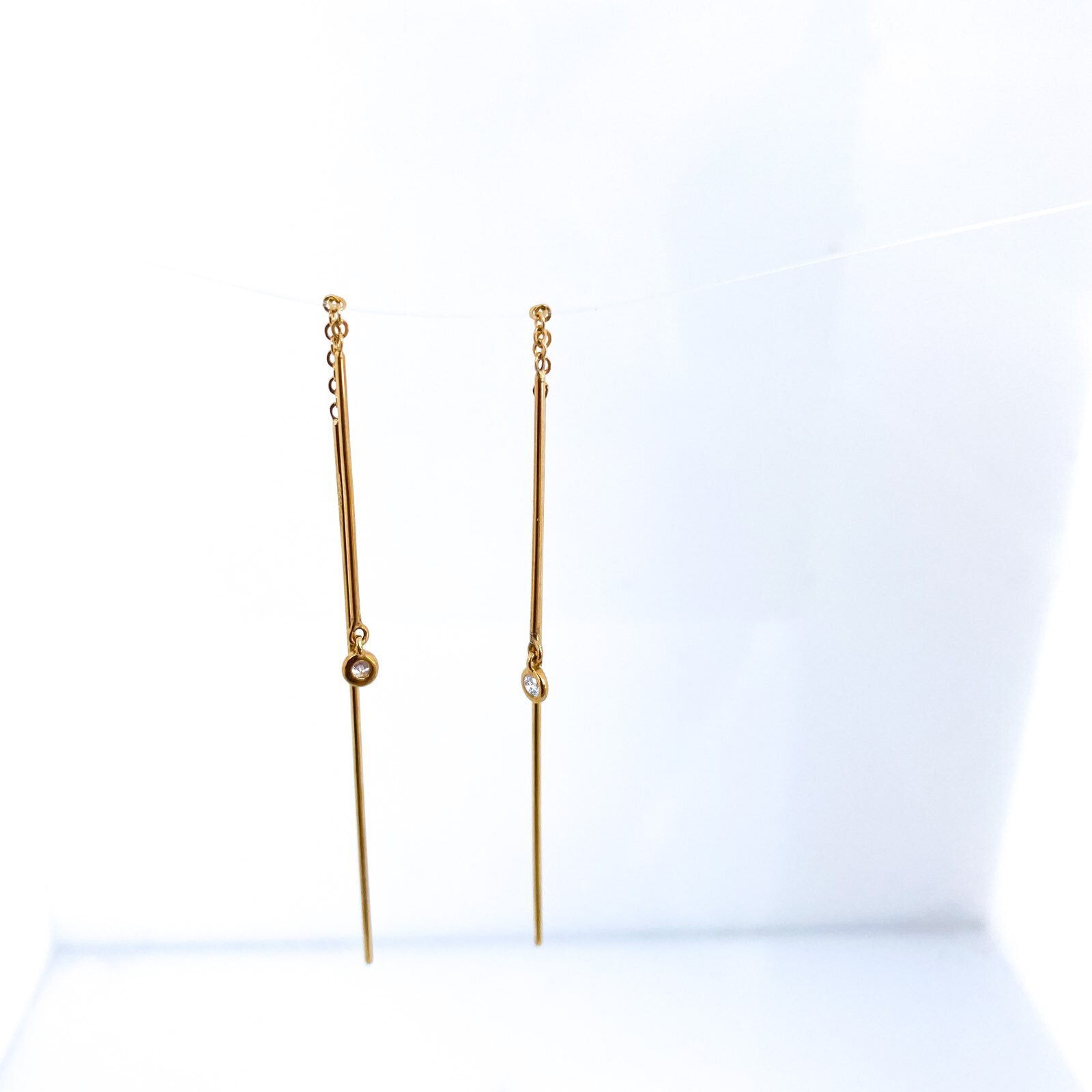 Diamond Accented Threader Earrings 