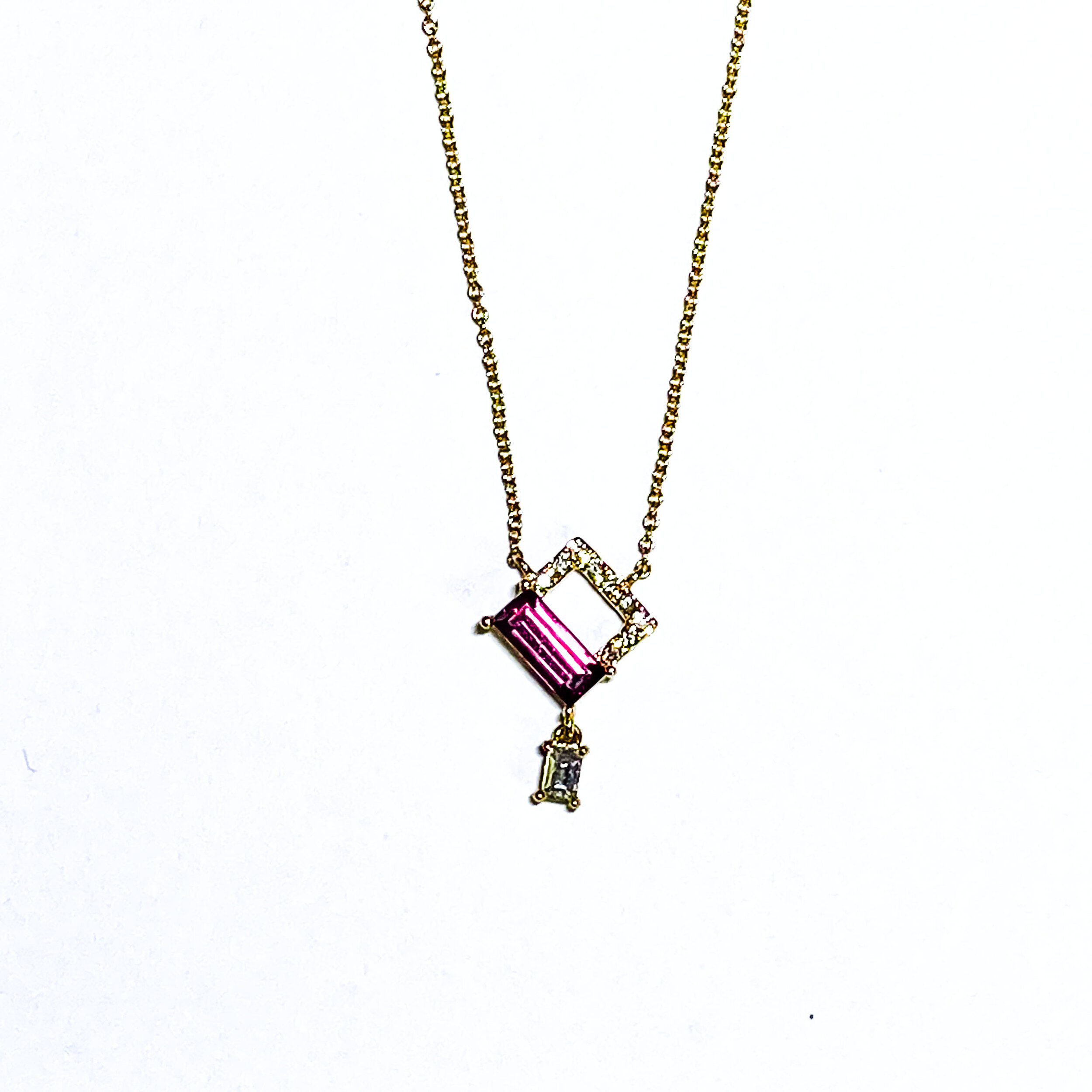 Geometric Rhodolite Garnet Necklace 