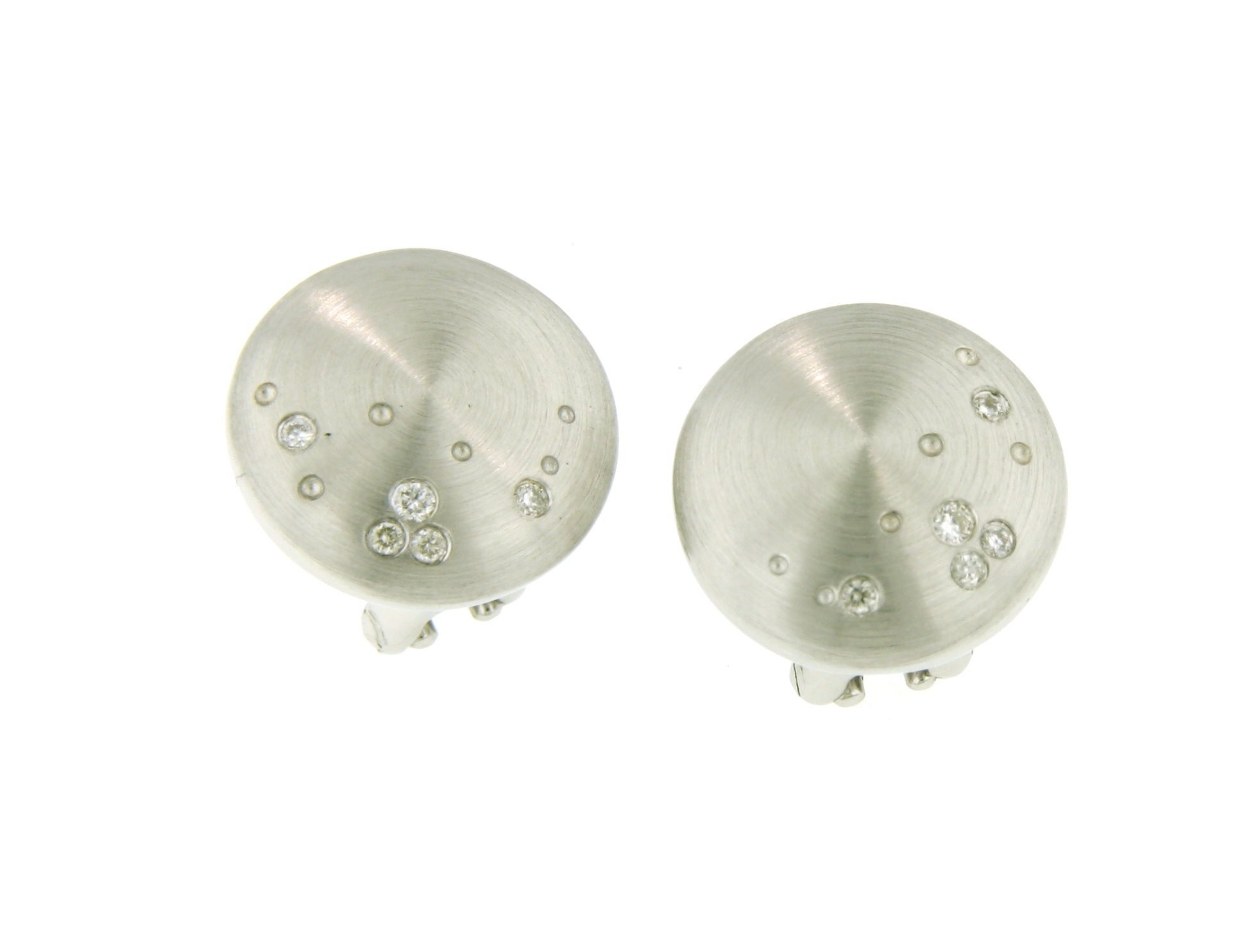 Silver and Diamond Disc Earrings