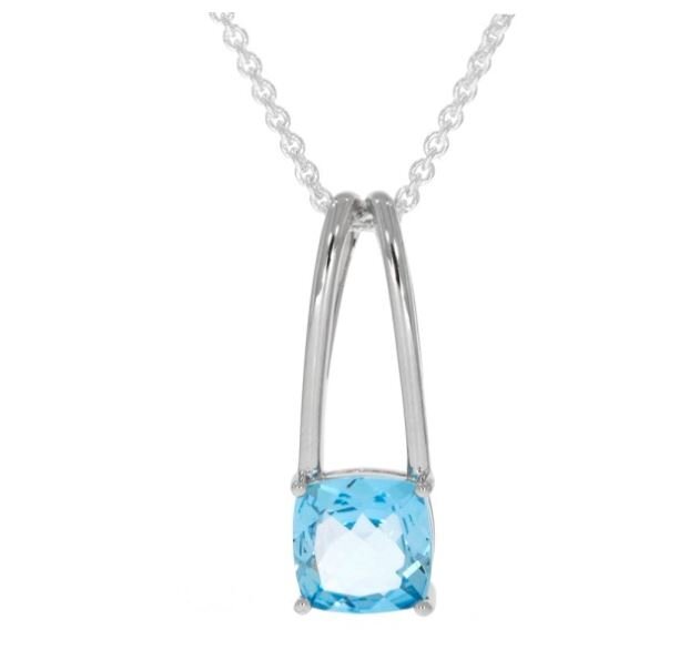 Square Cushion Cut Blue Topaz Pendant 