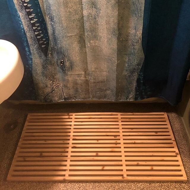 Cedar &ldquo;bath mat&rdquo;. Not too bad for a few hours work. Can&rsquo;t wait to see what a couple years of wet feet does to this thing.