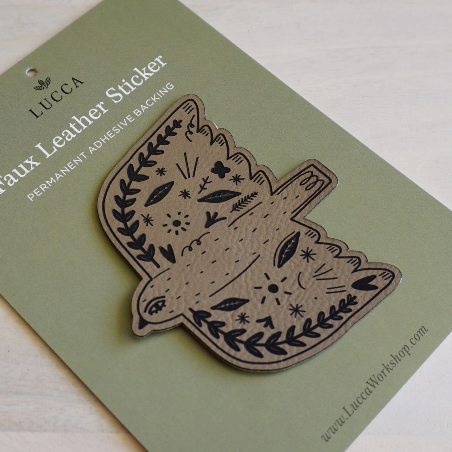 Folk Bird | Faux Leather Permanent Sticker — Lucca