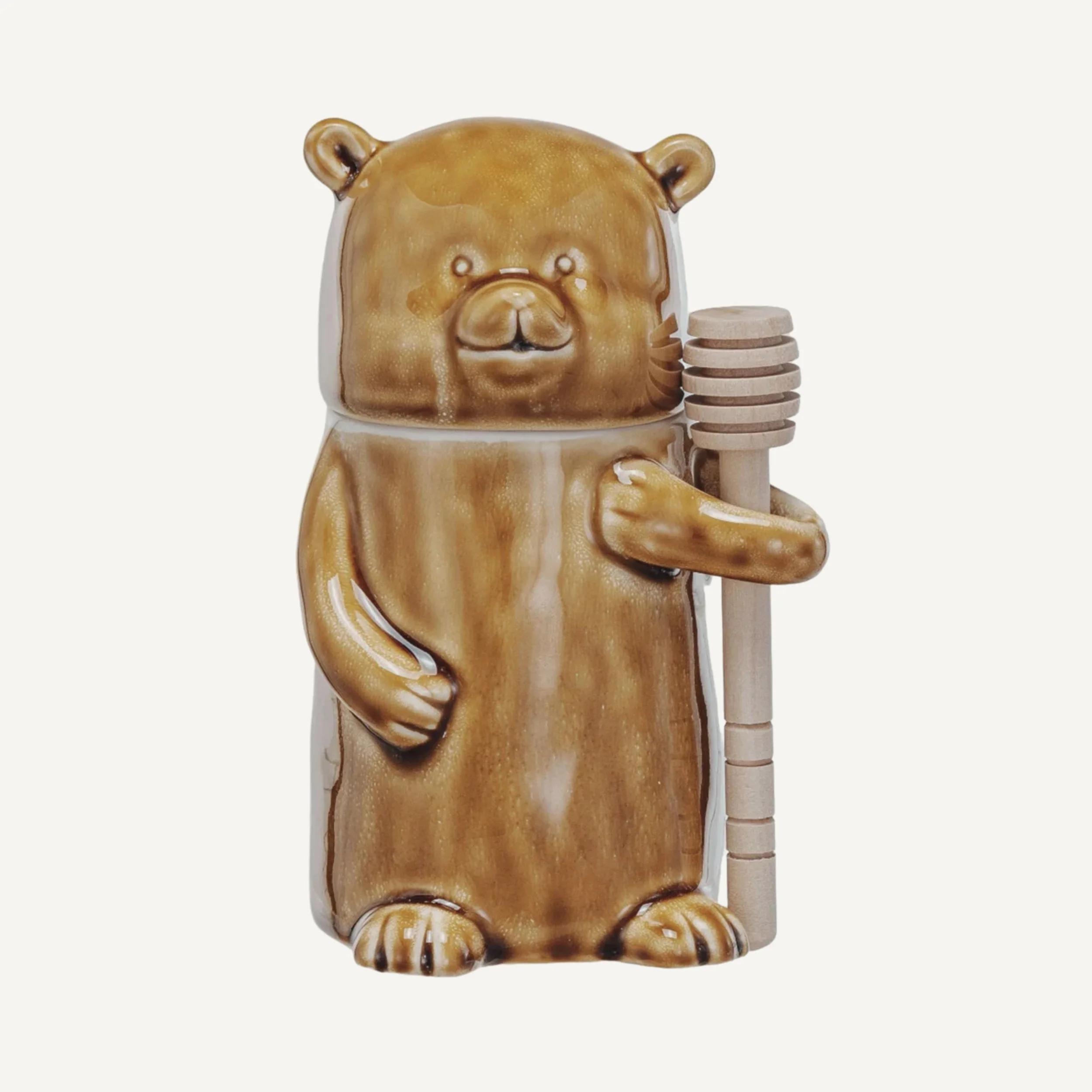 Bear Honey Jar with Wood Dipper