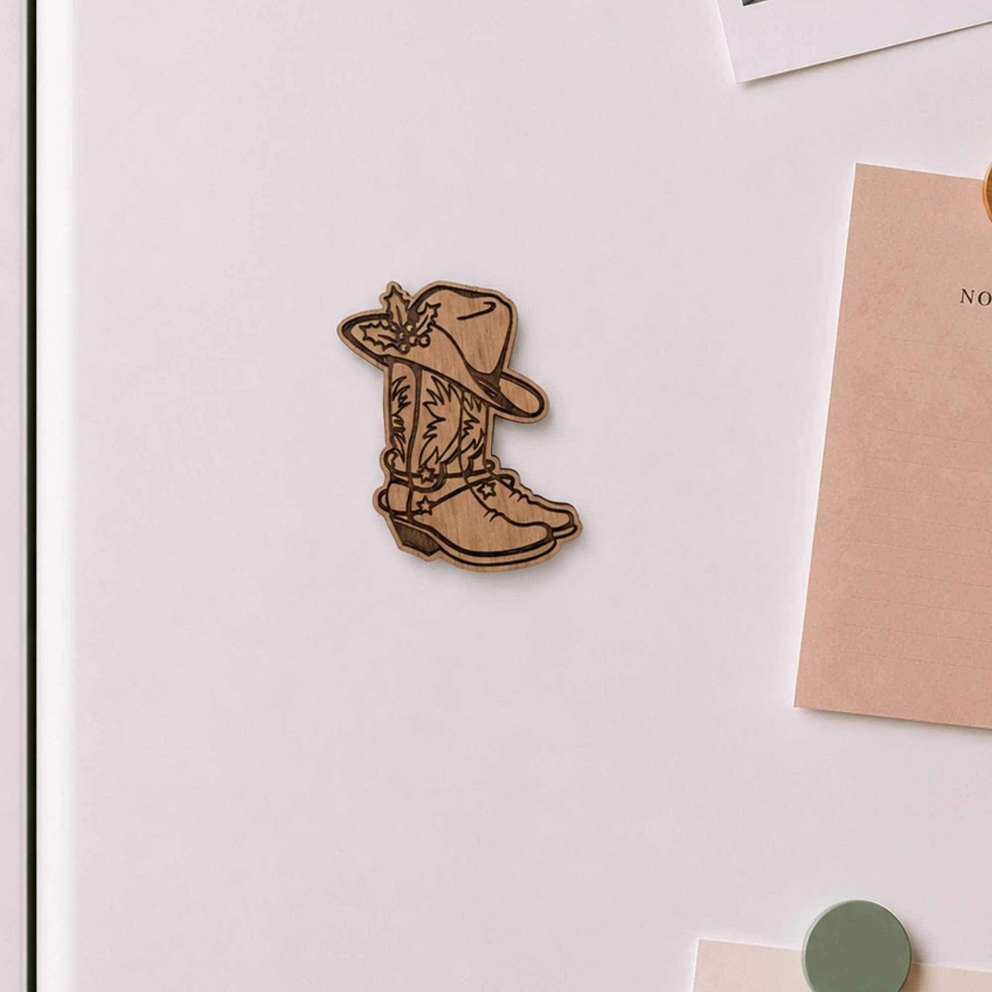 Christmas Cowboy | Wood Magnet | Stationary Lover Gift
