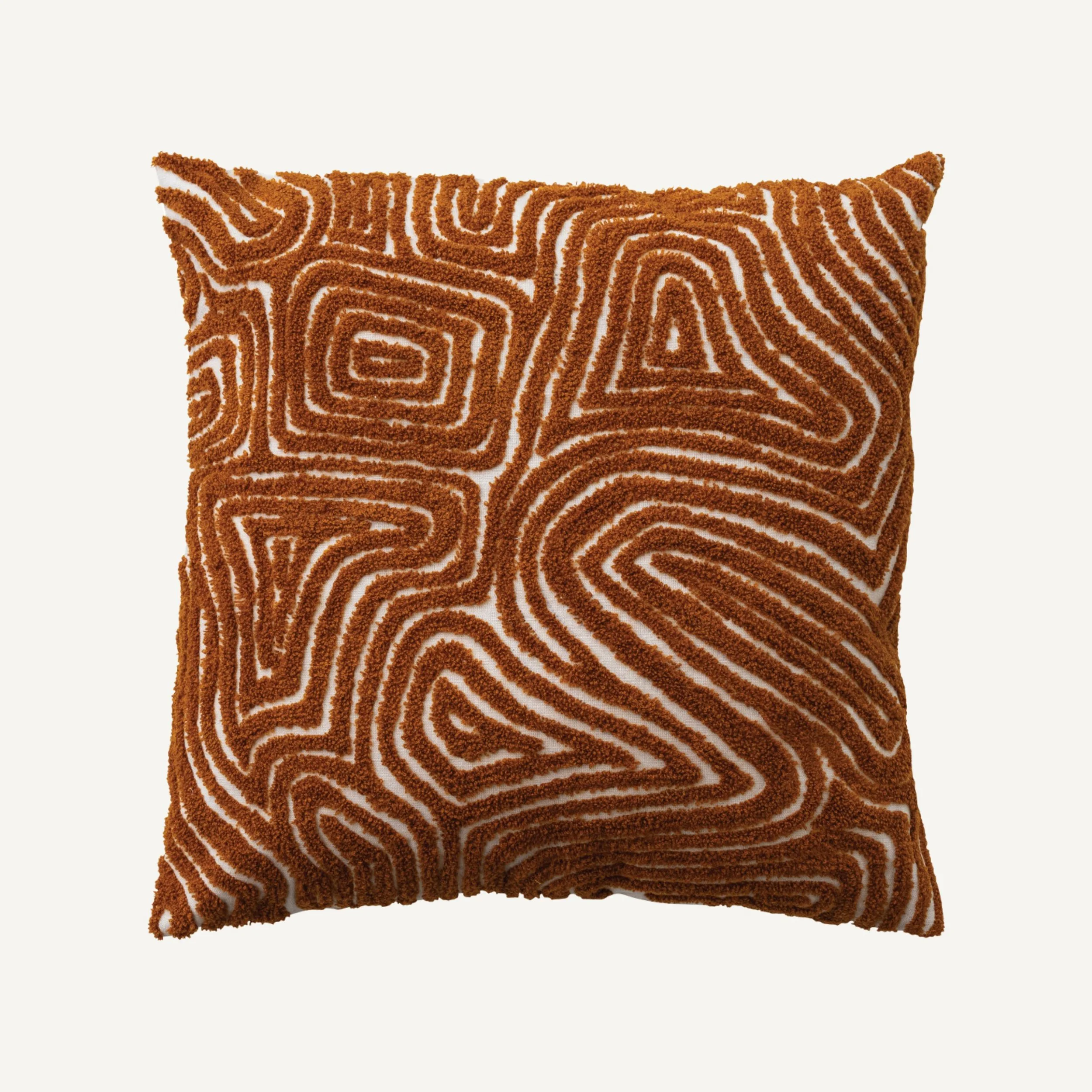 Brown Tufted Abstract Throw Pillow
