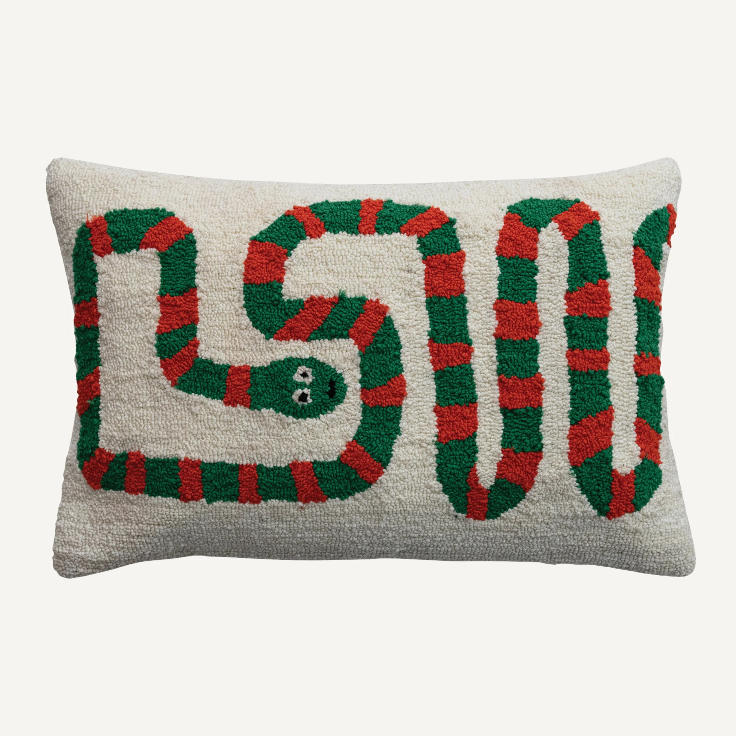 Cotton Blend Tufted Snake Pillow
