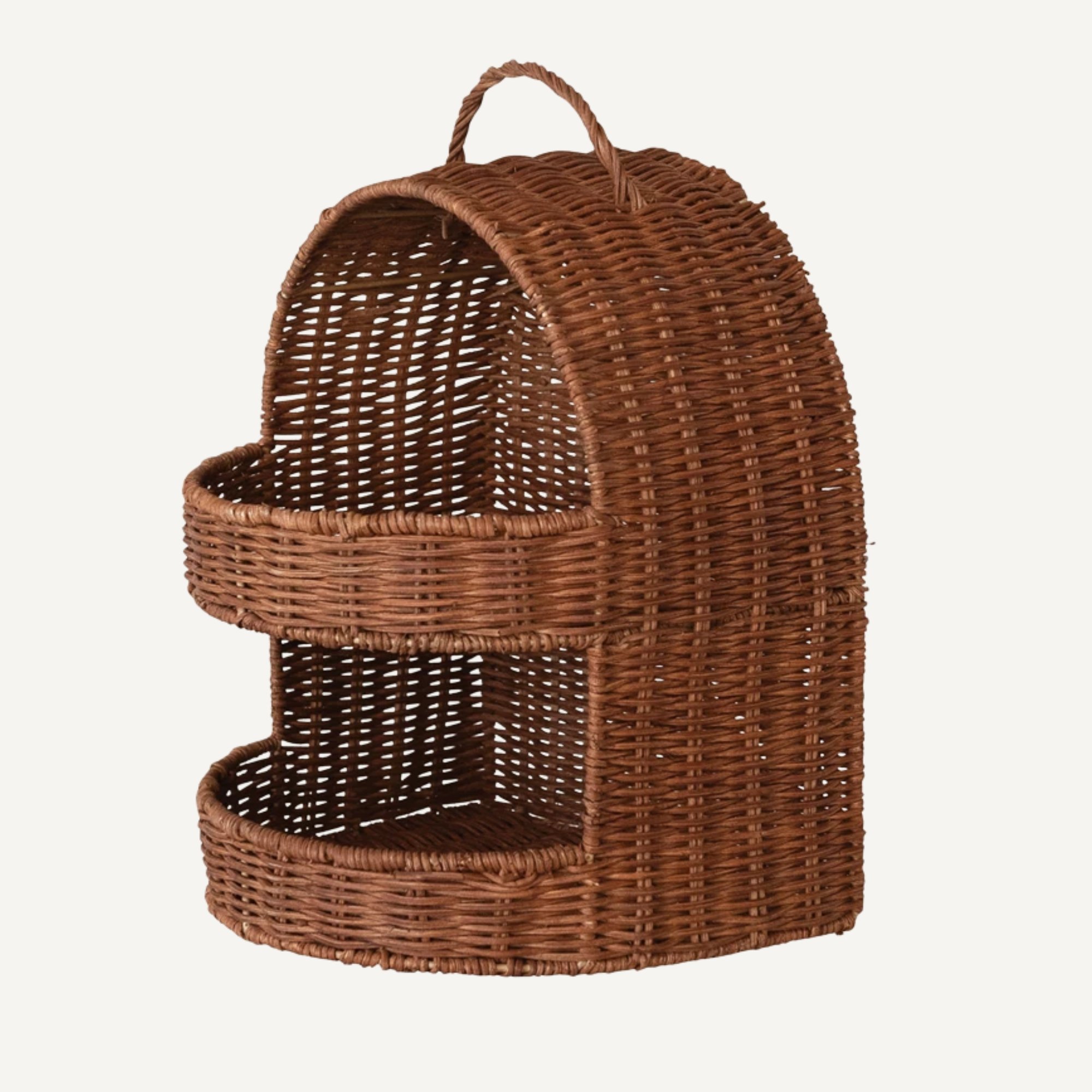 Hand Woven Rattan 2 Tier Basket