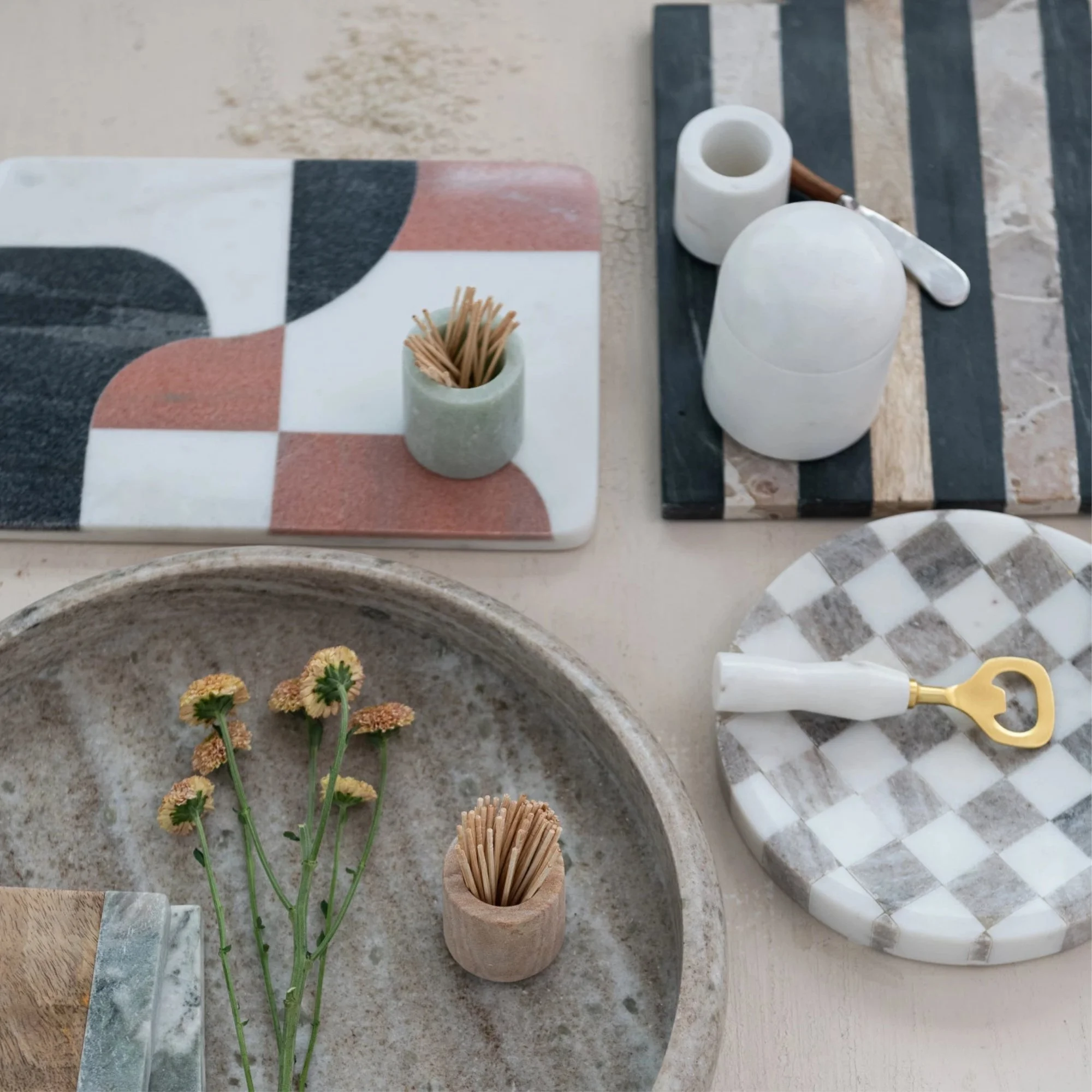Marble Checkered Cheese Serving Tray