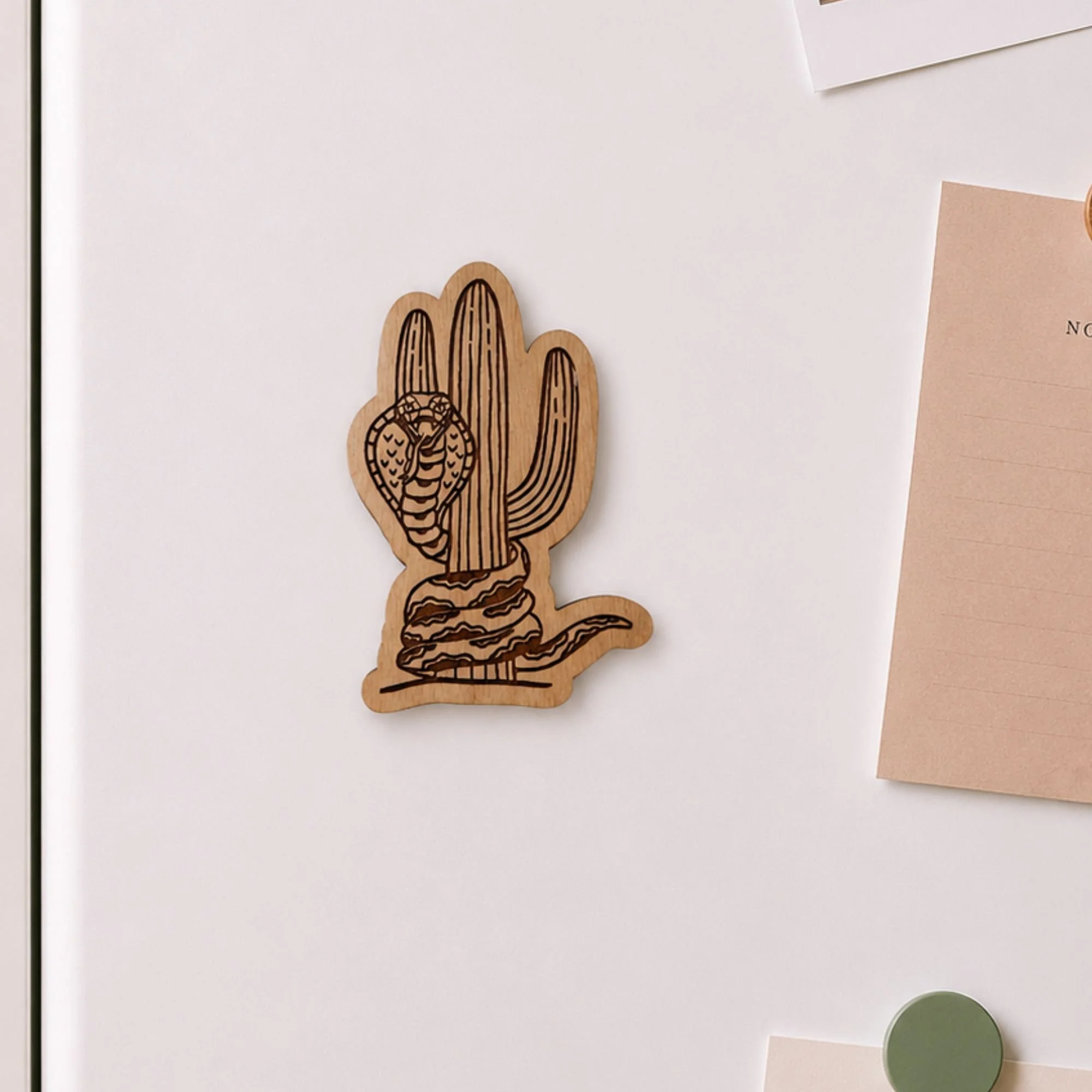 Cactus Snake | Wood Magnet | Stationary Lover Gift