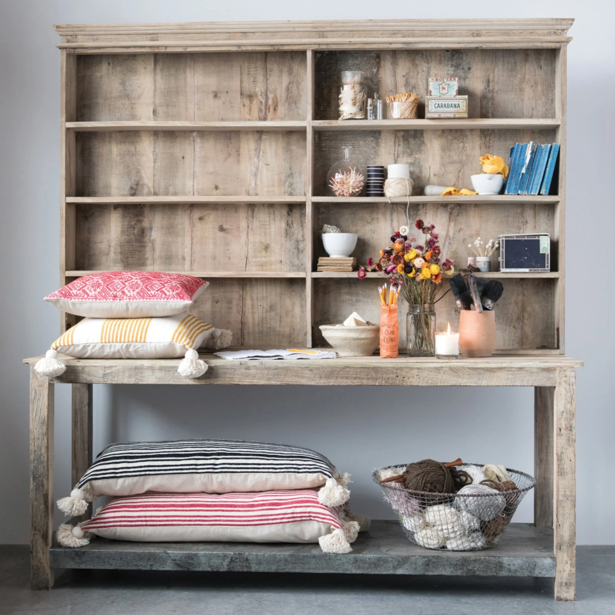 2-Piece Wood Metal Hutch (Pickup Only)