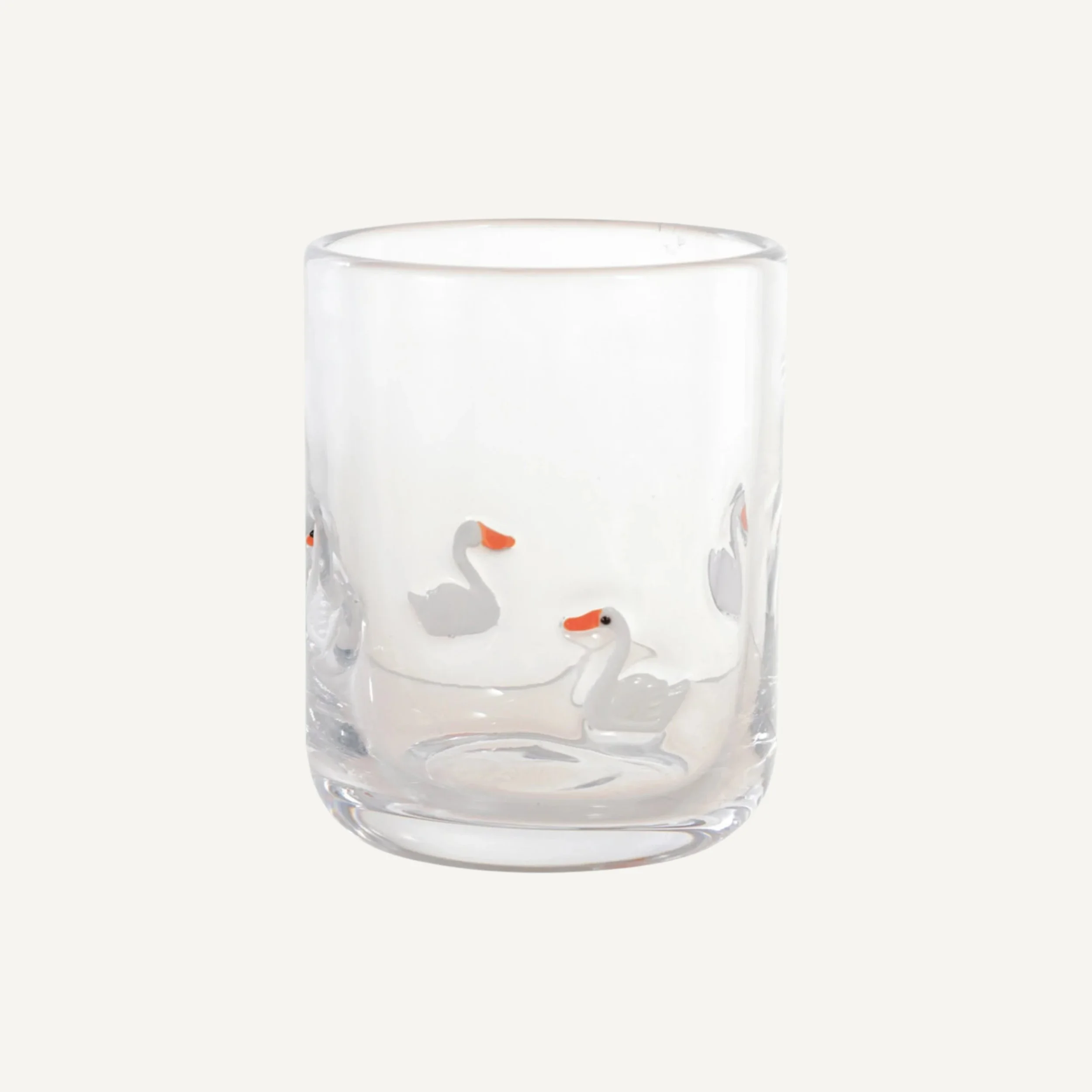 Embedded Glass Swan Drinking Glass