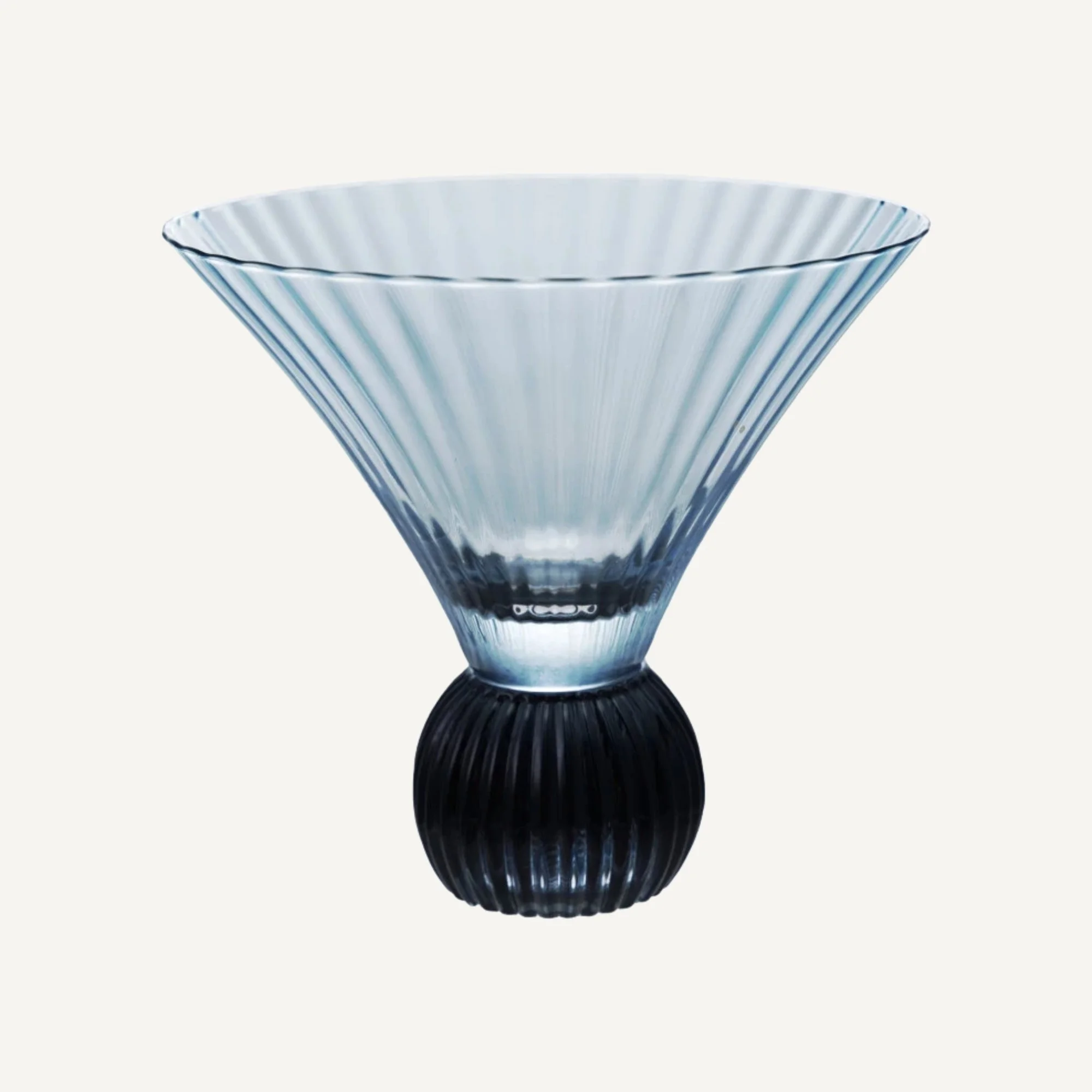 Blue Pleated Footed Martini Glass