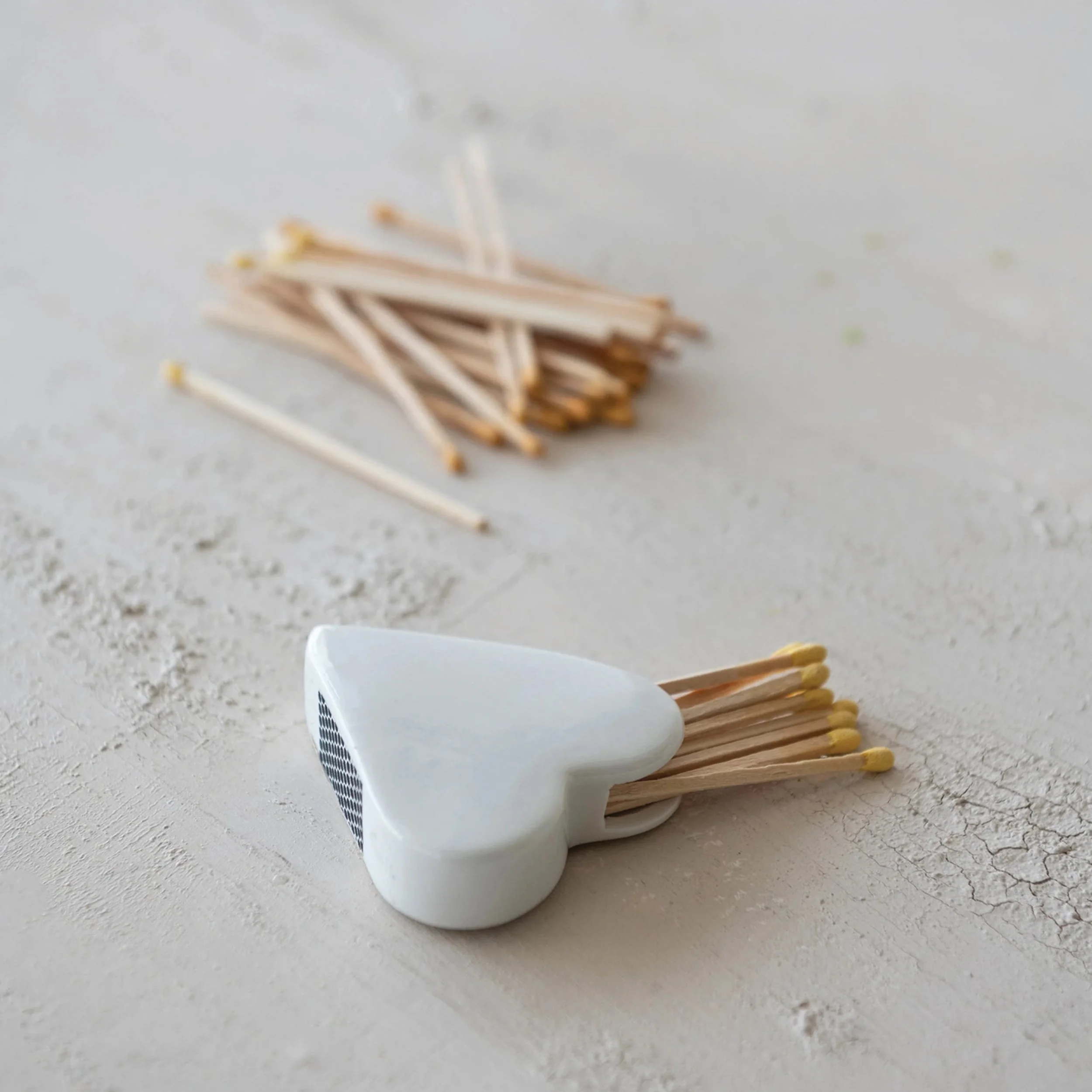 Heart Shaped Ceramic Match Holder