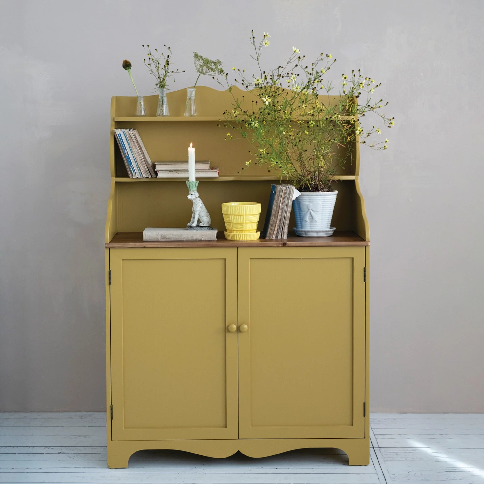 Yellow Wood Cabinet with Shelves (Pickup Only)