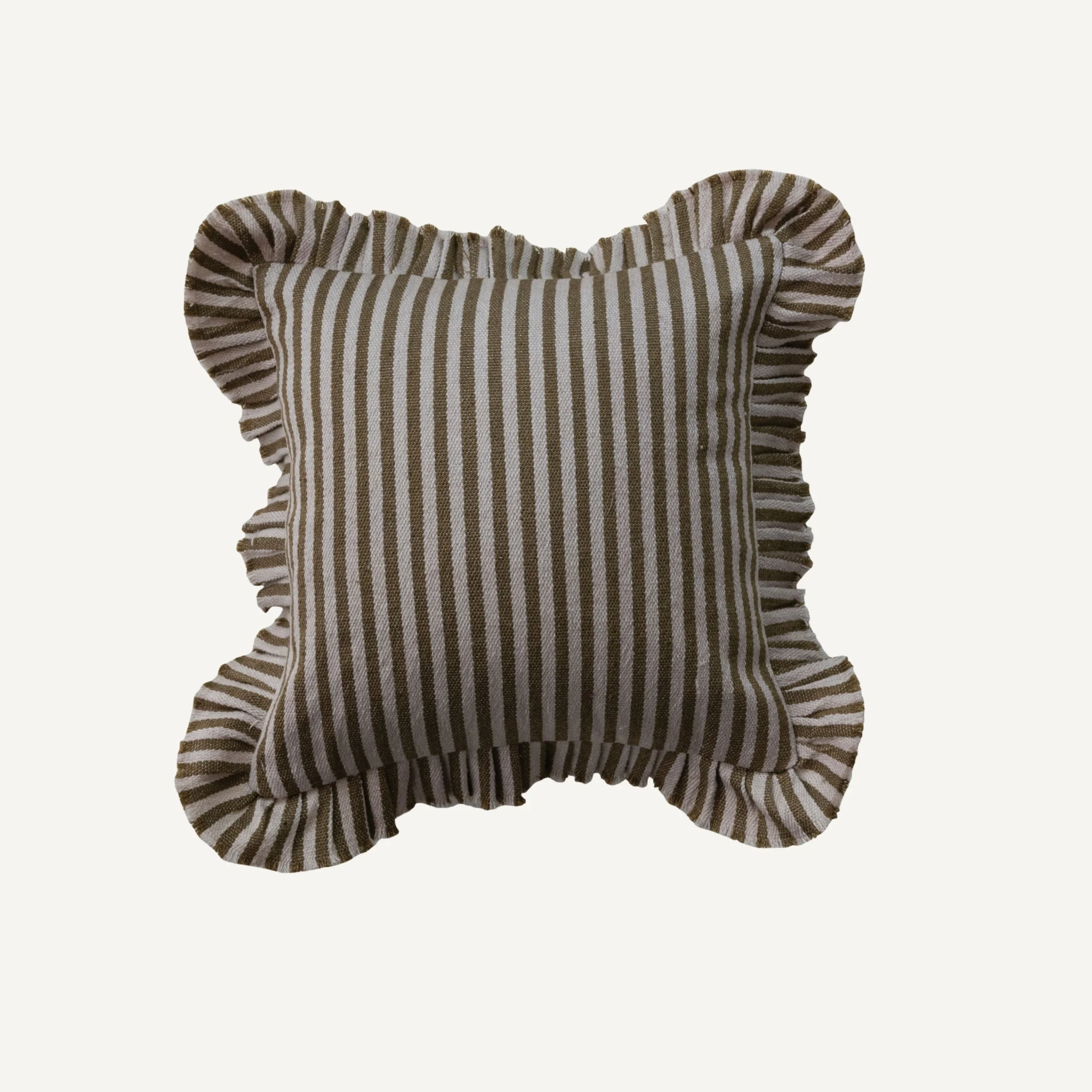 Brown and Tan Ruffled Pilliow