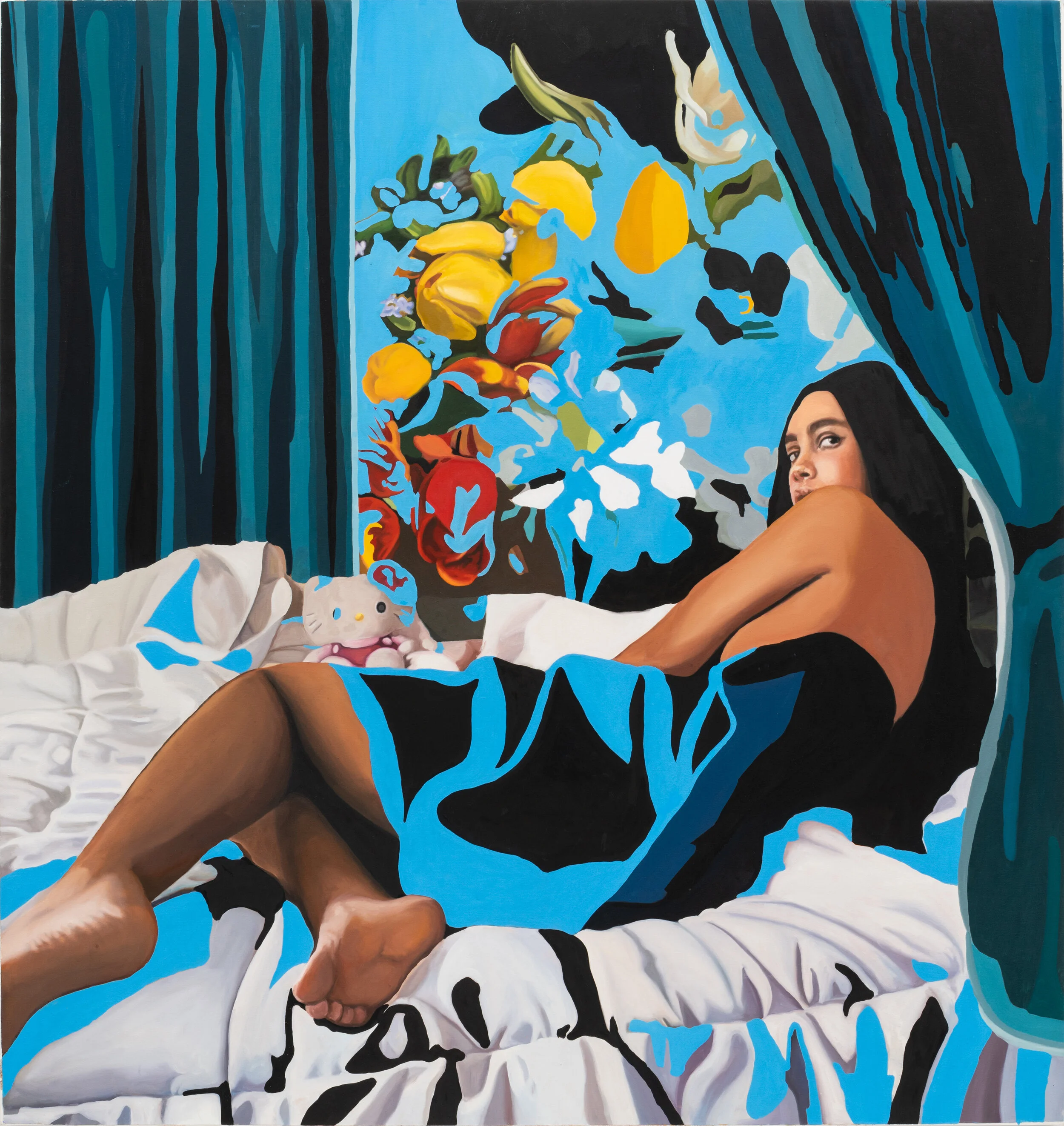 Interior/Exterior Odalisque 1, 2019, Oil on Canvas, 60 x 68 x 1 1/2 inches