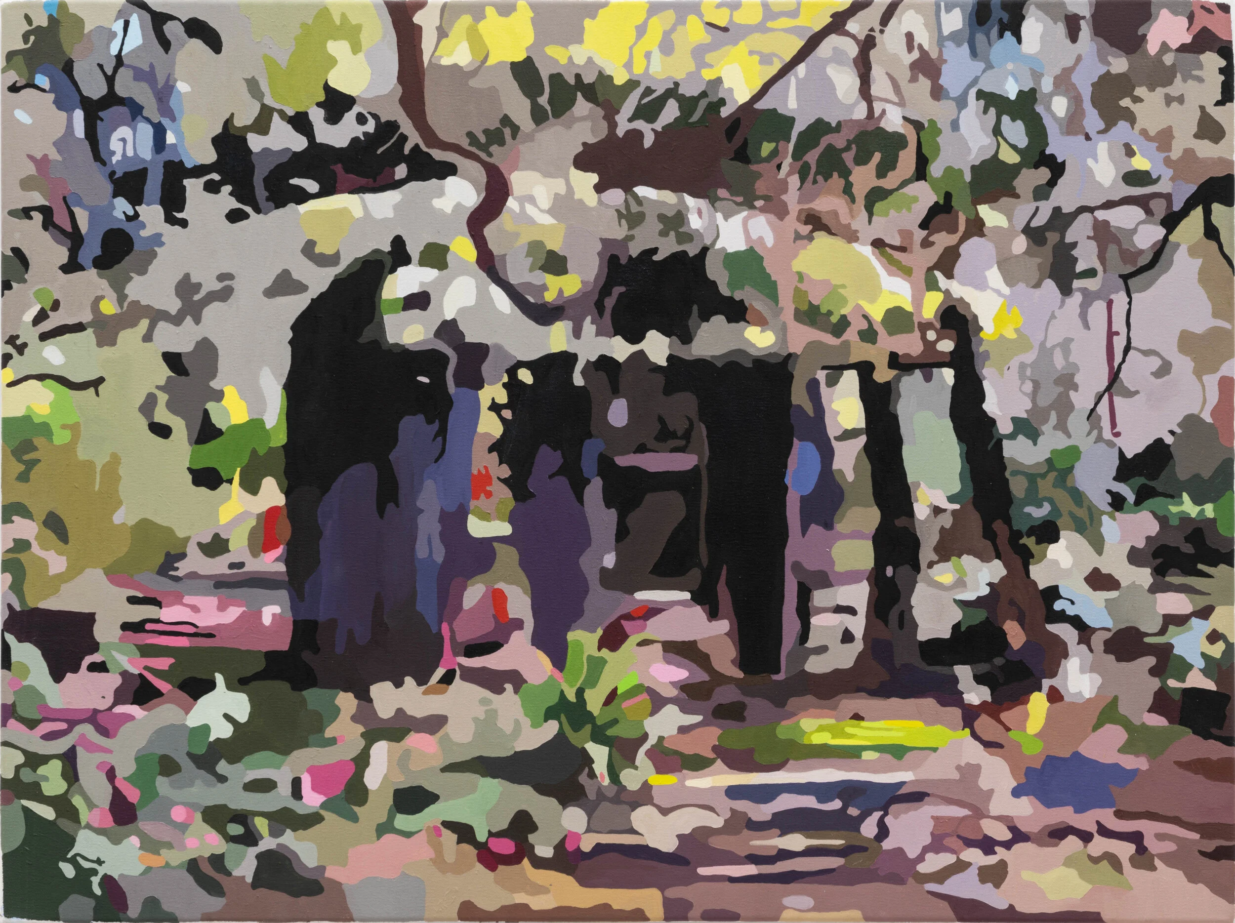 Interior/Exterior Camelia, 2019, Oil on Canvas, 40 x 30 x 1 1/2inches