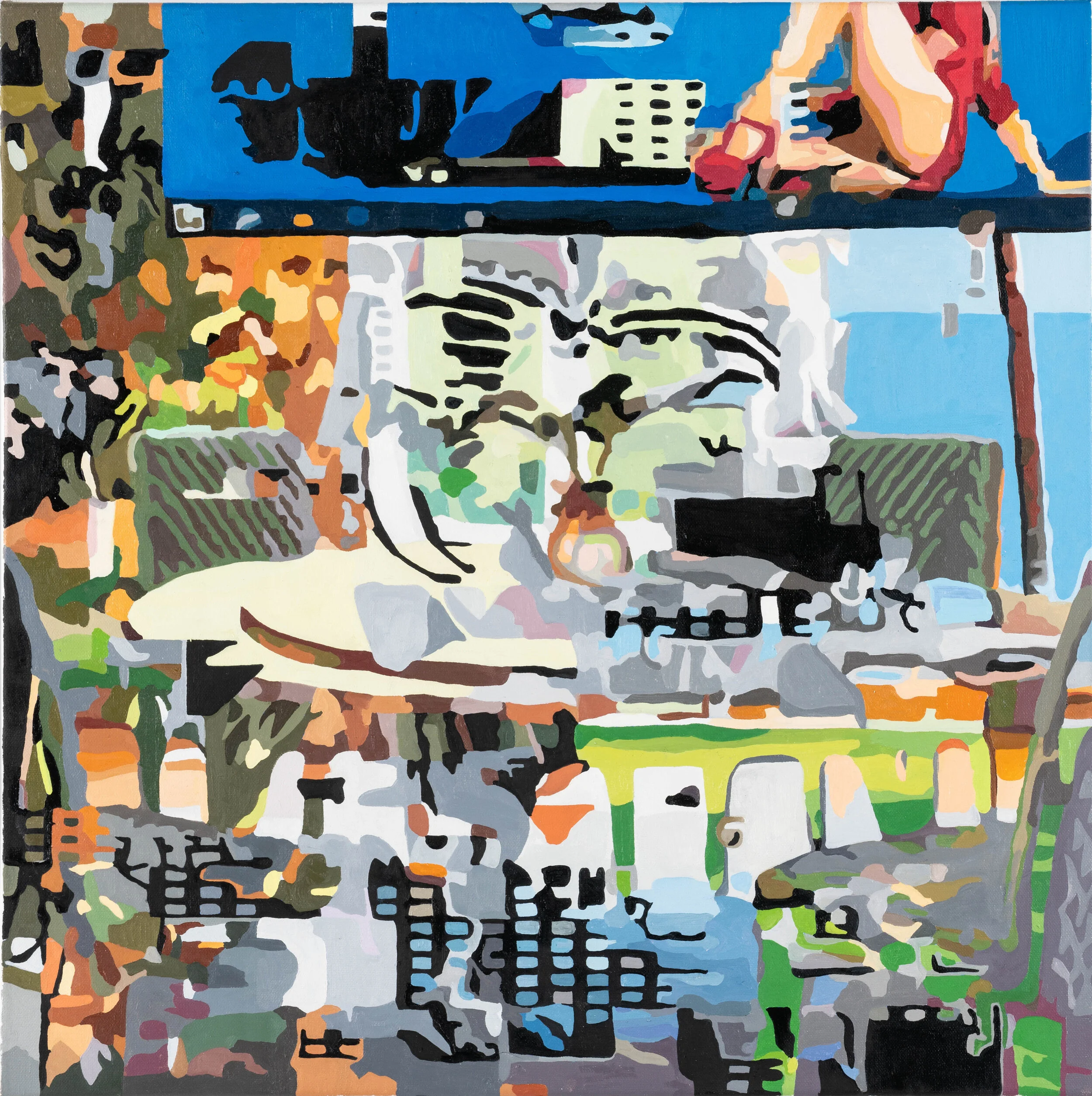 Interior/Exterior Banner, 2019, Oil on Canvas, 24 x 24 x 1 1/2 inches