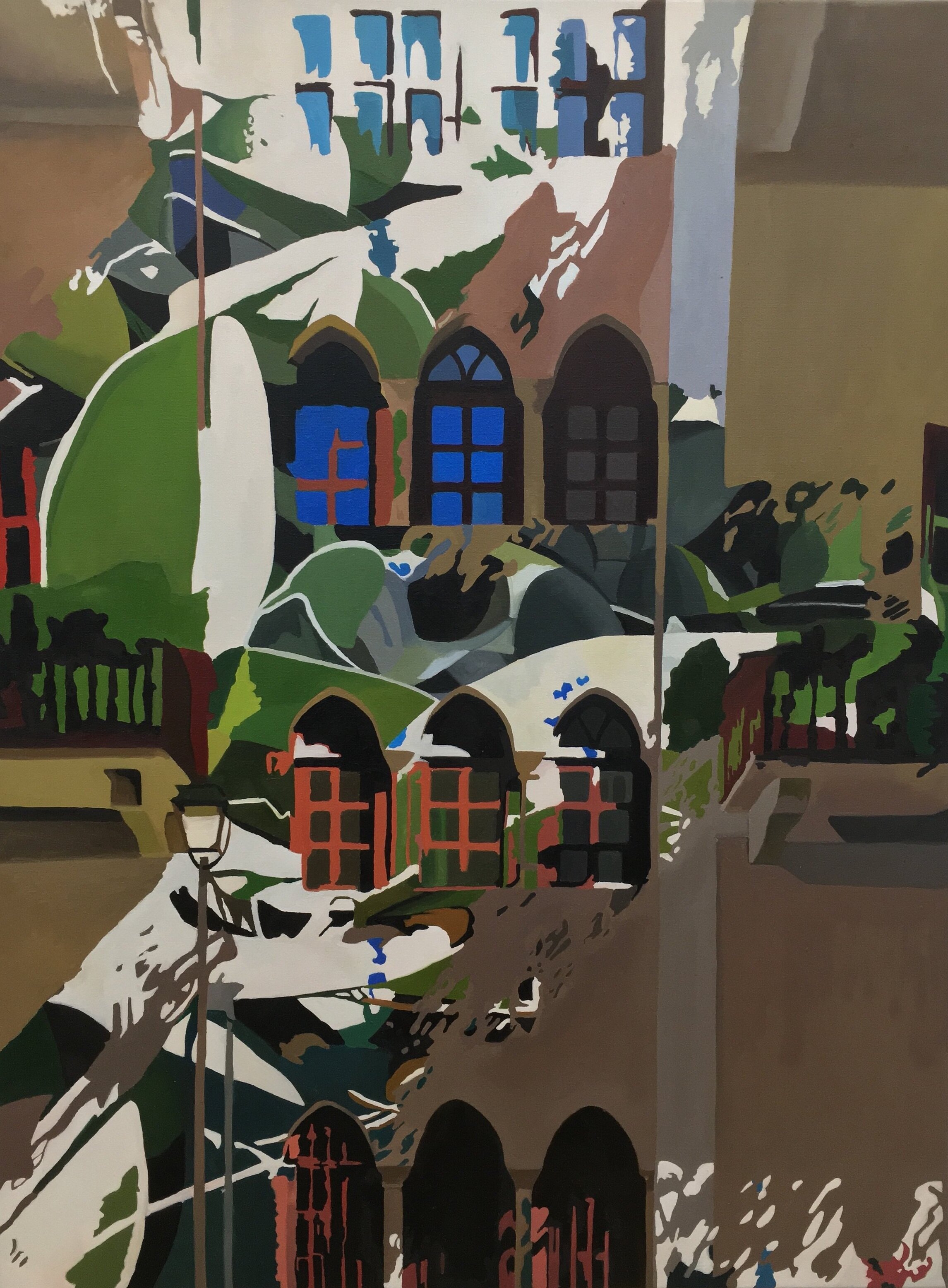 INTERIOR/EXTERIOR #2 FACADE, 2016, OIL ON CANVAS, 24 X 31 X 1 1/2 INCHES