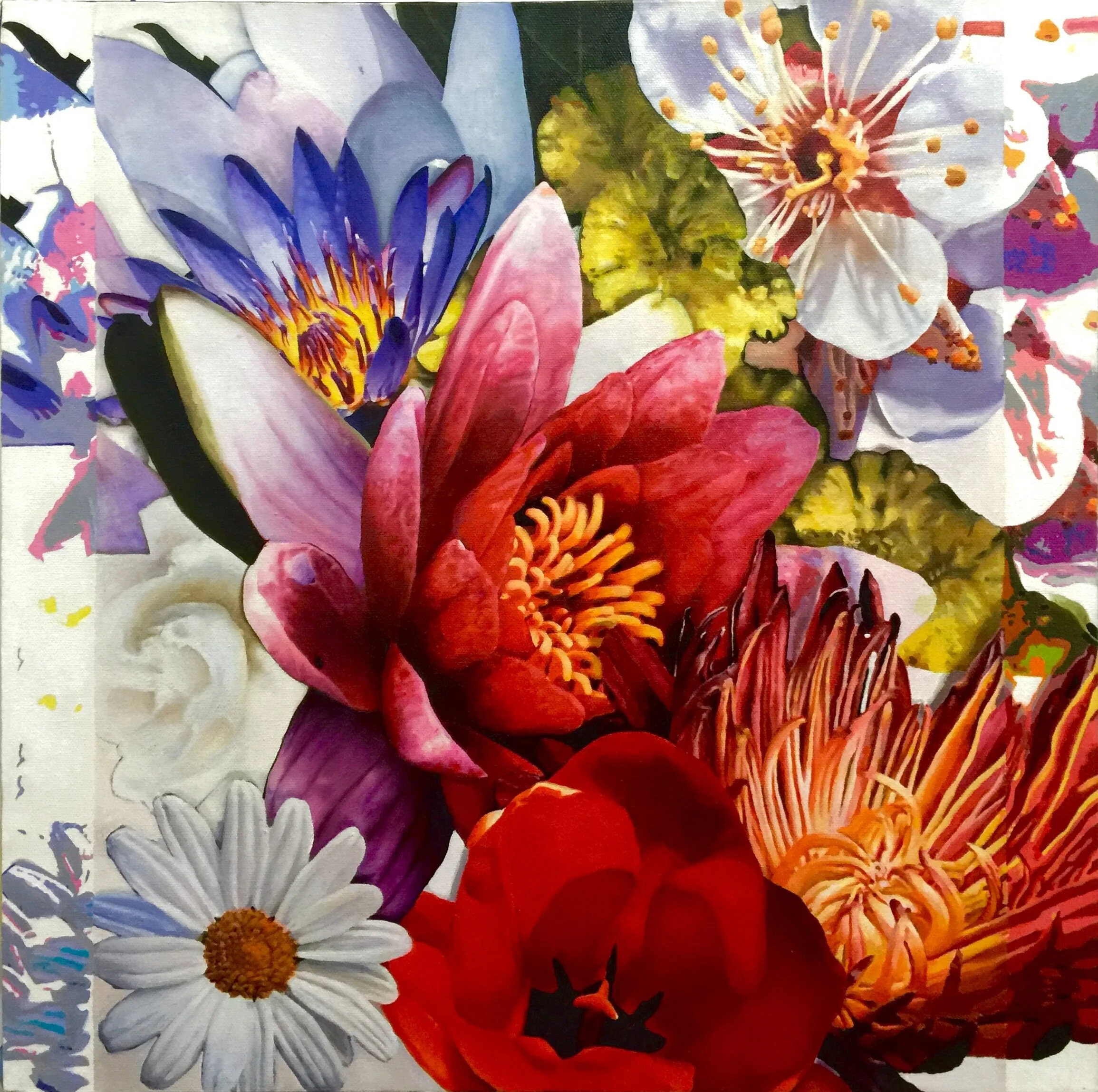 National Flowers, 2013-2014, oil on canvas, 18 x 18 x 1 1/2 inches
