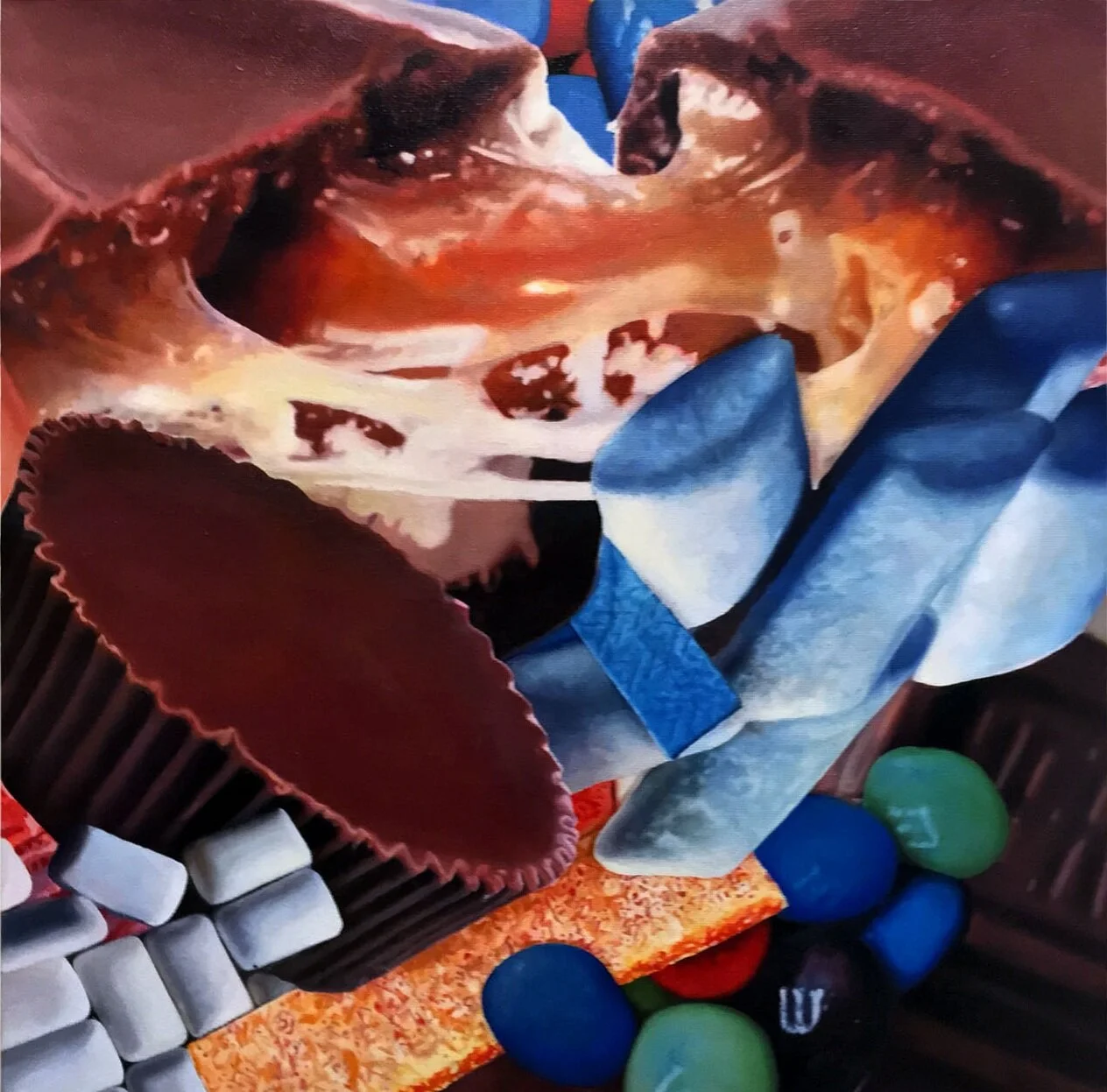 Neurosis, 2014-2015, Oil on canvas, 18 x 18 x 1 1/2 inches