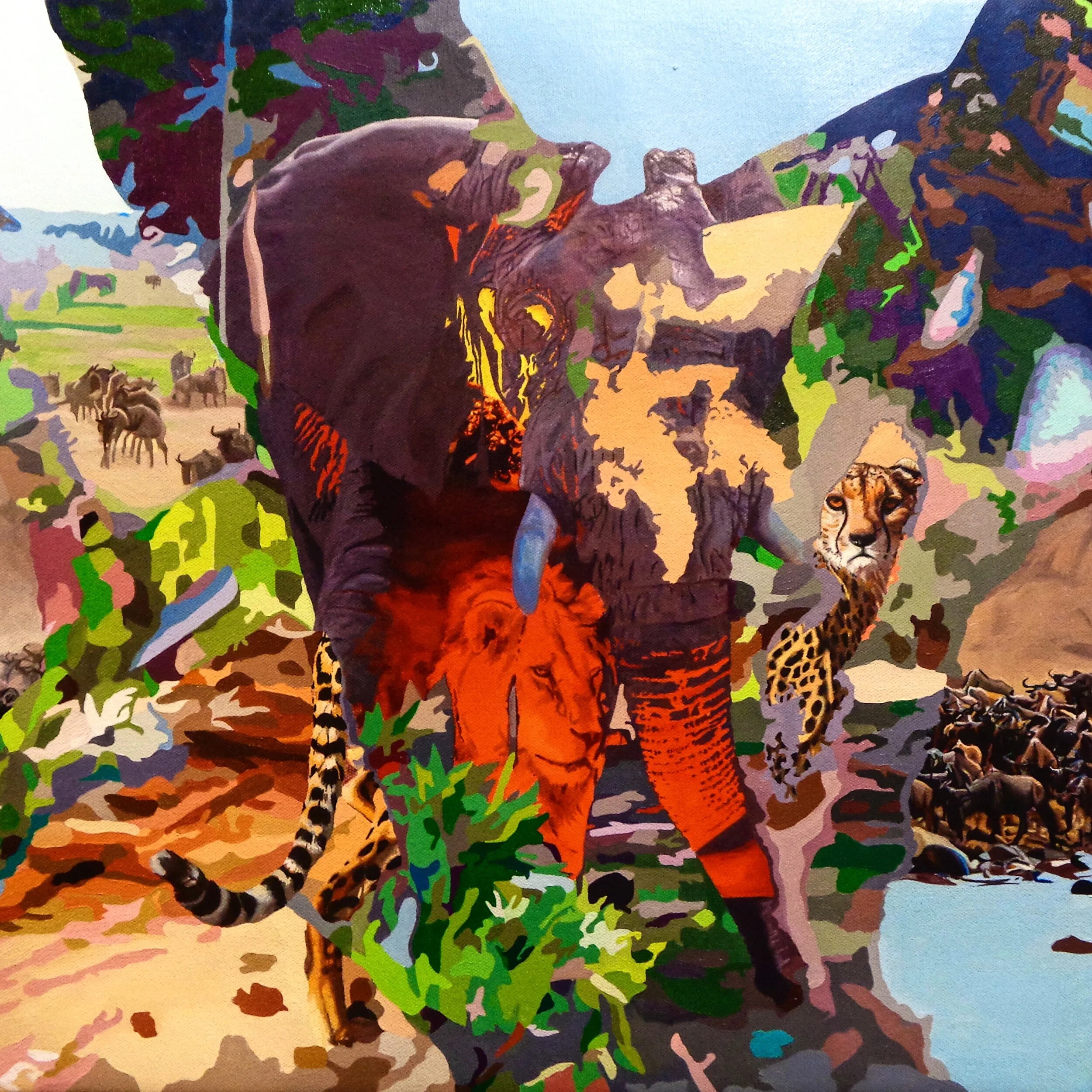 Interior/Exterior Savannah, 2020, Oil on Canvas, 18 x 18 x 1 1/2 inches